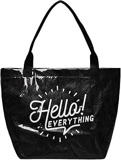 Large PVC Tote Bag for Women Clear Totes Bags Plastic Letters Print Handbag Kraft Paper Hobo Bag for Work Travel