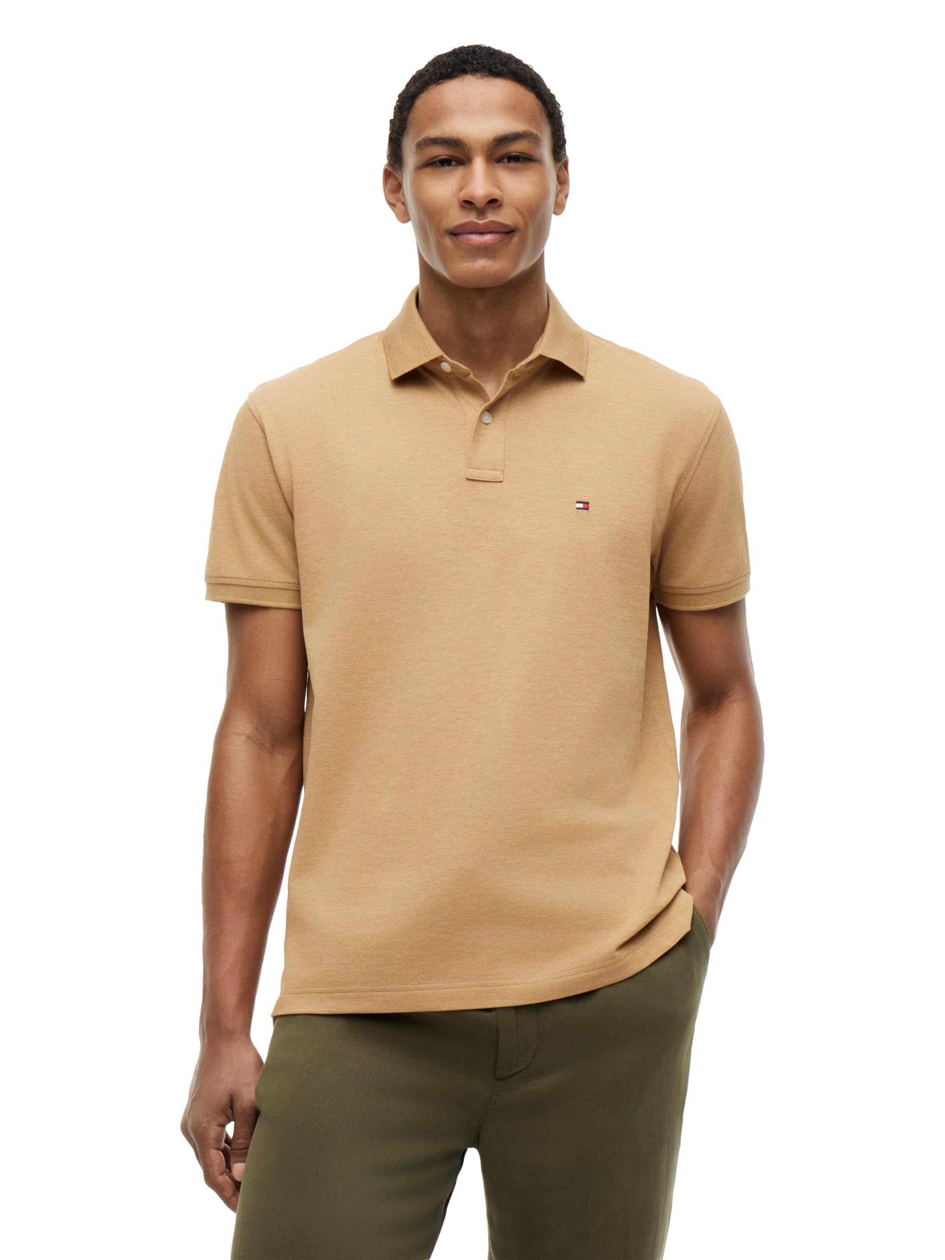 Tommy Hilfiger Men's Short Sleeve Polo Shirts in Classic Fit with Stretch and Organic Pique Cotton
