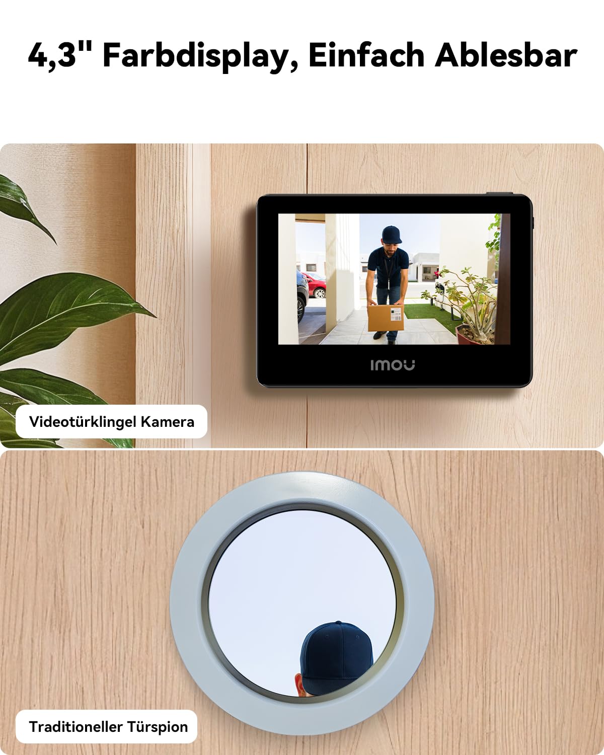 Imou 3K/5MP WLAN Türspion Kamera mit 4,3" Farbbildschirm, 4800mAh Akku