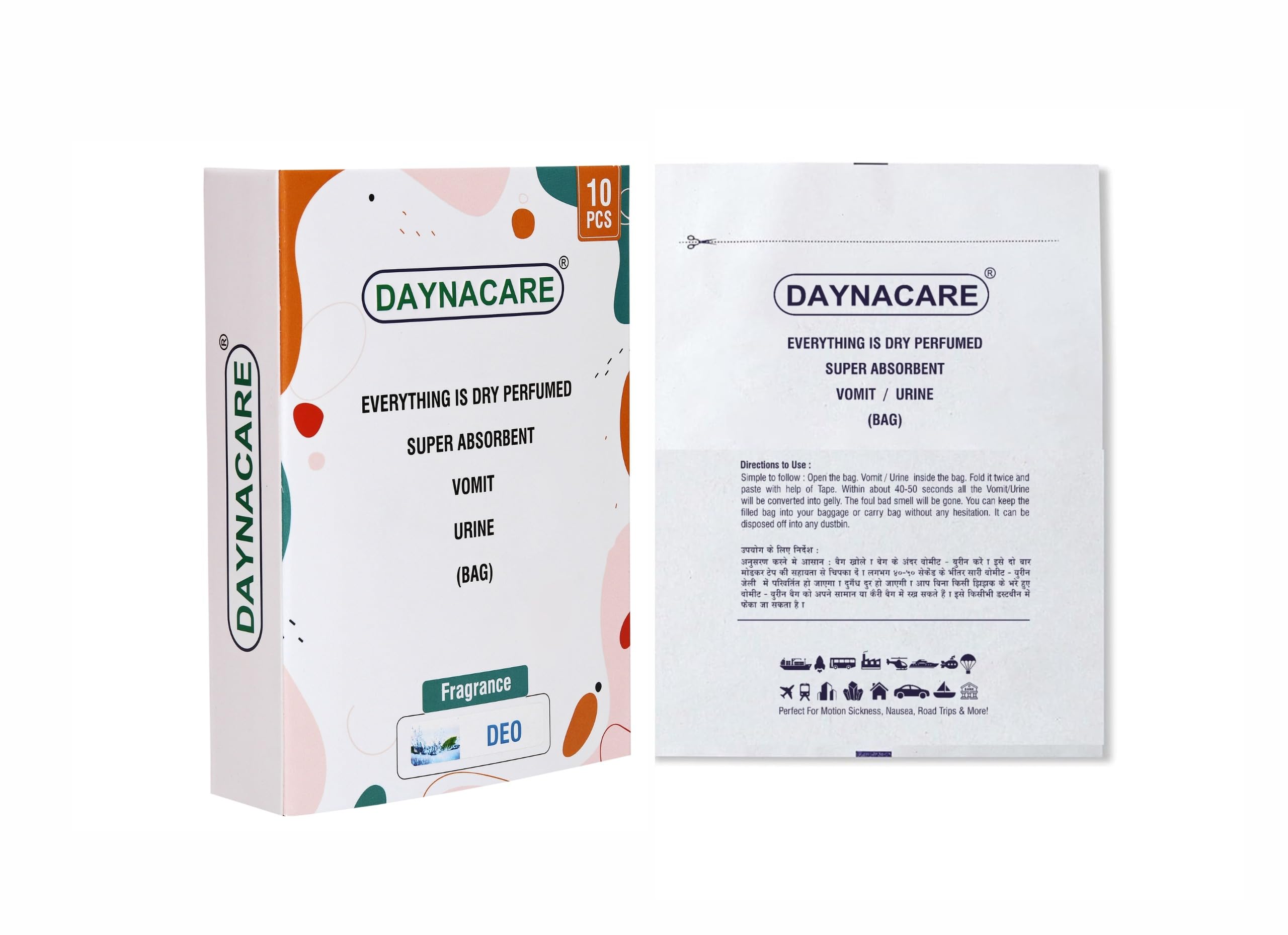 DAYNACARE Disposable Magic Deo Fregrance Vomiting & Urine Bag for Travel, Nausea Bags for Motion Sickness | Dry Perfumed, Leakproof, Odorless Super Absorbaent Bag | Pack of 10 Bags | Magic Bag (B0CYWVNCHC) Amazon Price History, Amazon Price Tracker