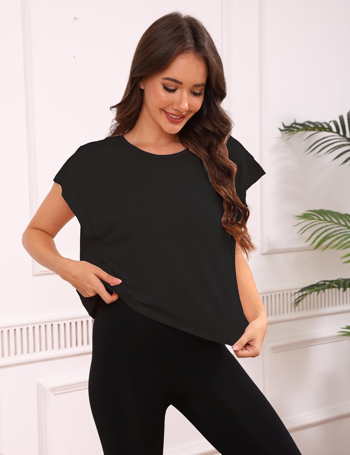 Womens 3 Pack Open Back Tops Casual Short Sleeve Workout Shirts Y2k Crop Athletic Tops Gym Yoga Running Tees - Image 4