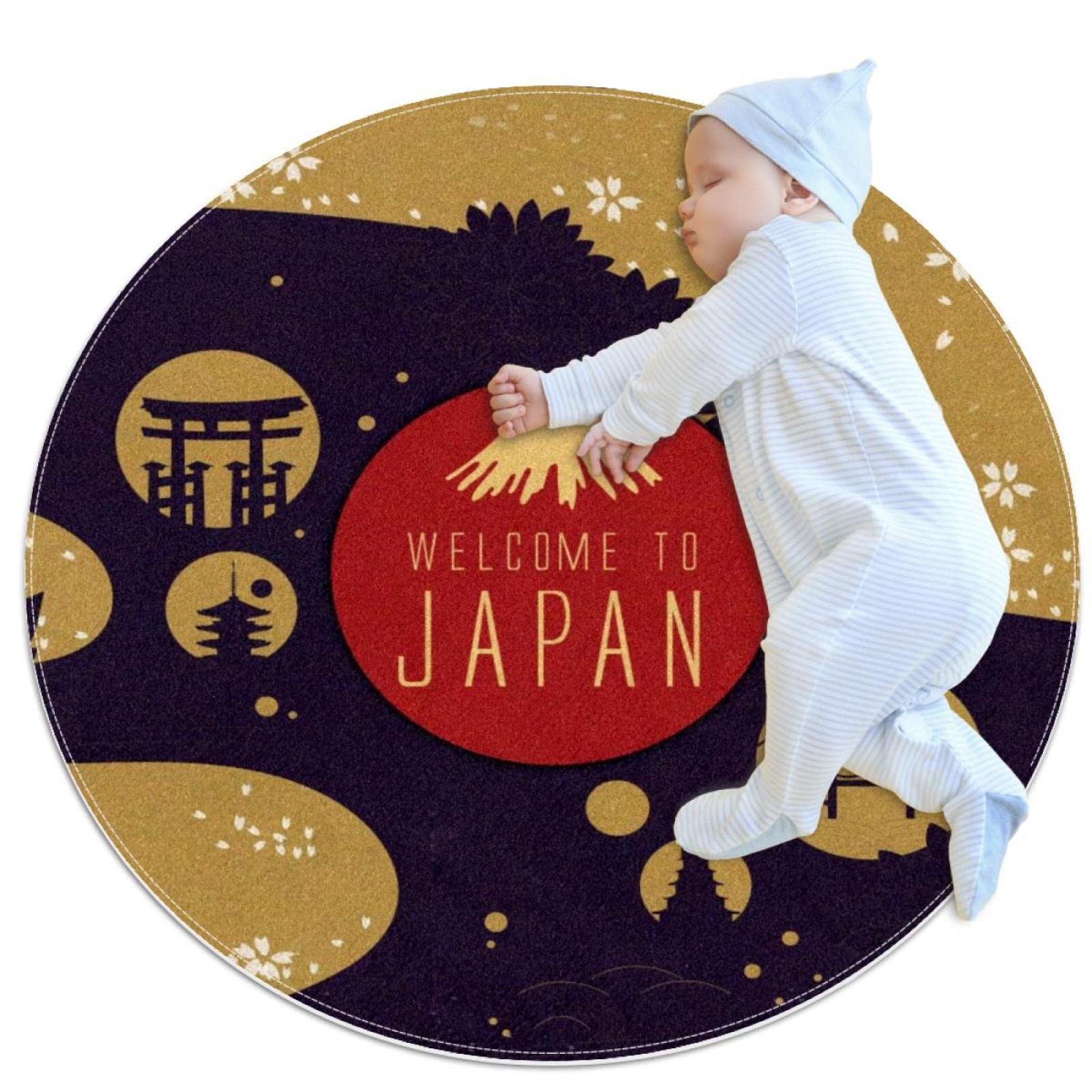 Tapis de salle de bain antidérapant motif japonais pour sécuriser la chambre d'enfant