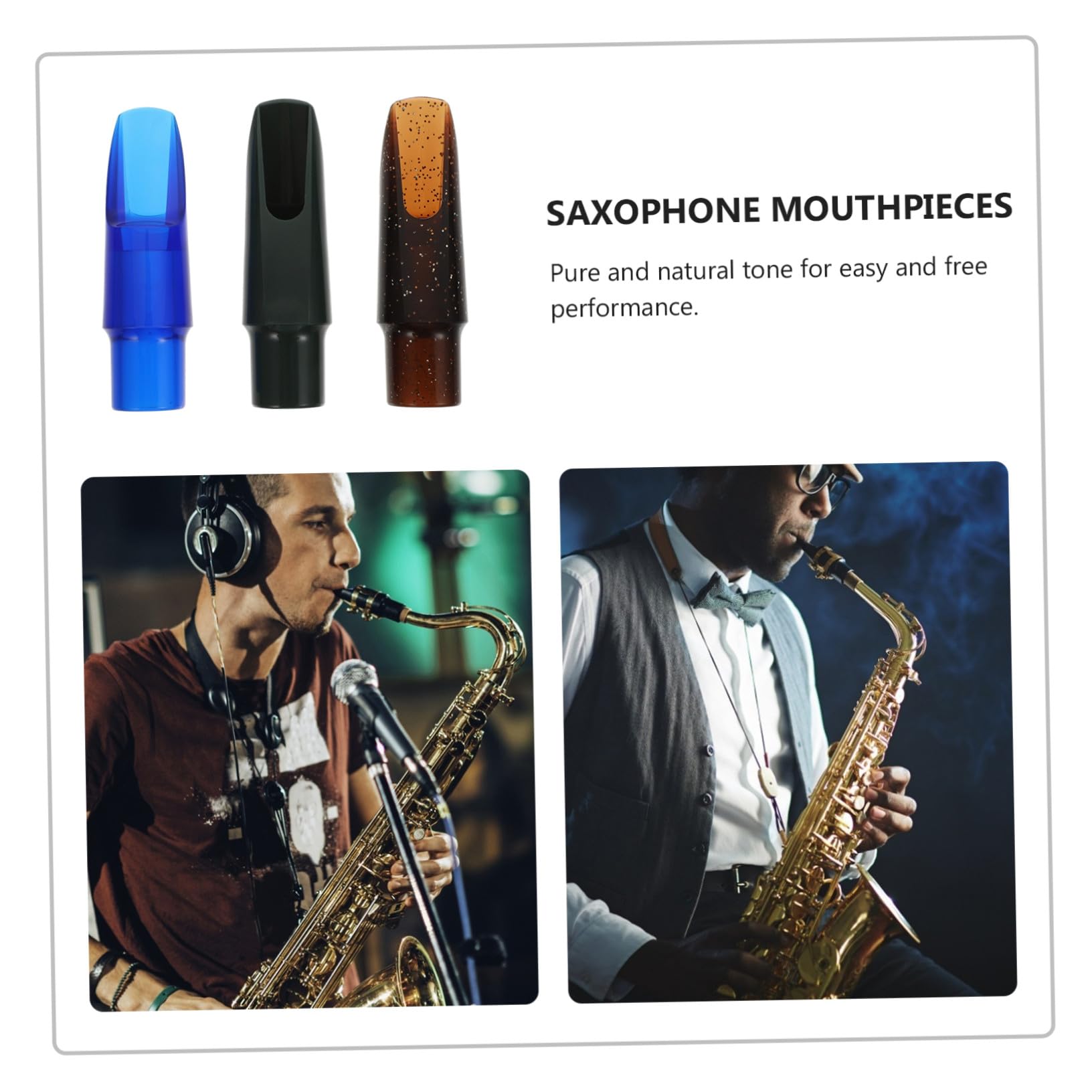 VICASKY Kunststoff Saxophonmundstücke Zufällige Farbe mit Reinem Klang und Reduziertem Atemverlust 3 Stück Praktisches Altsaxophon Zubehör für Einfachen Austausch für Altsaxophon