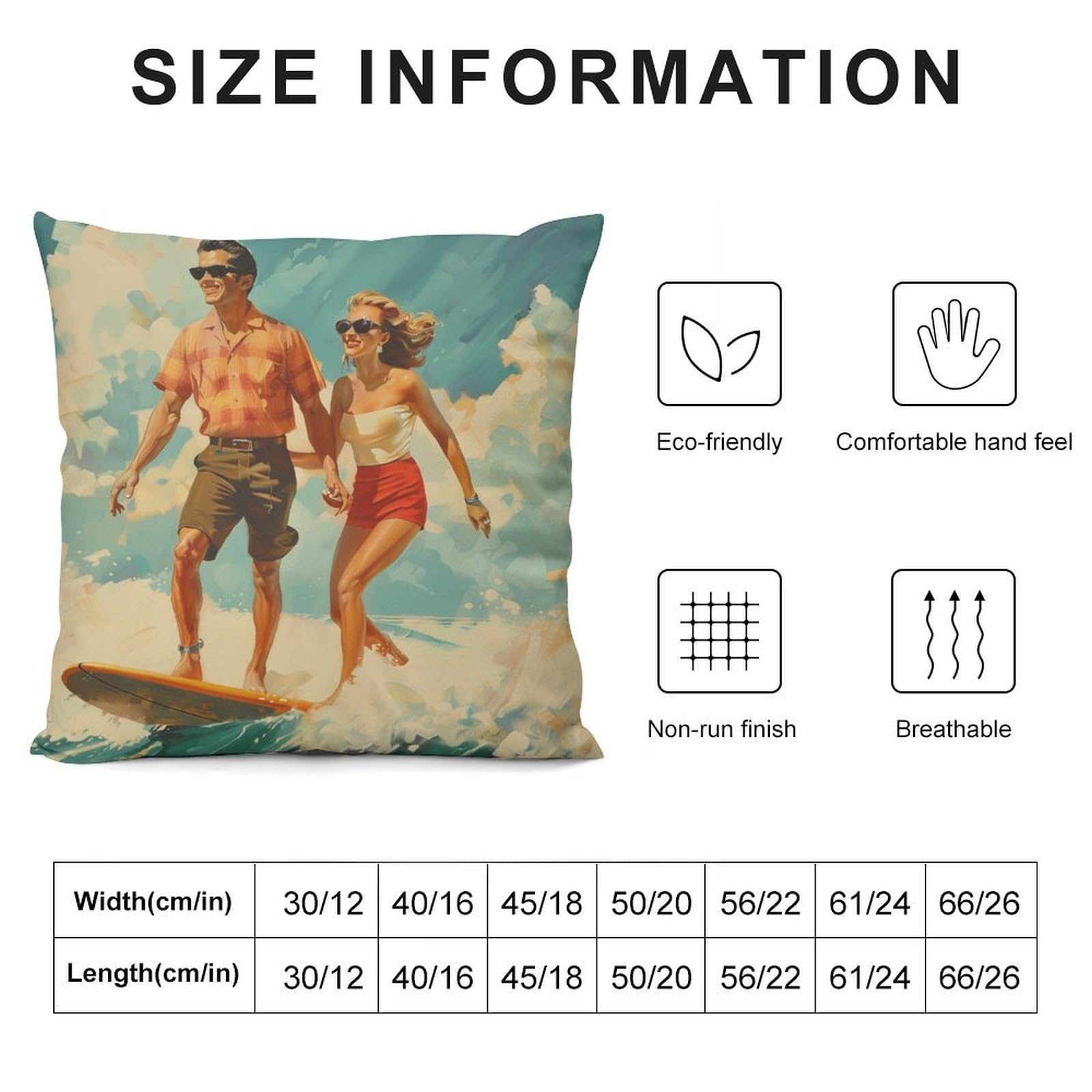 HighonHi 16x16 Inch Surfboard Beach Throw Pillow Cover - Vintage Summer Pattern For Couch, Sofa & Bed Decor - View #10