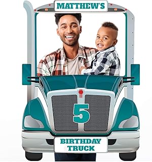 Truck Birthday Photo Booth Frame, Birthday Party Selfie Frame, Trailer Truck Photo Cutout, Truck Photo Booth Props, Bday Party Photo Booth Decor, Photo Prop Sizes 36x24 and 48x36 Inches