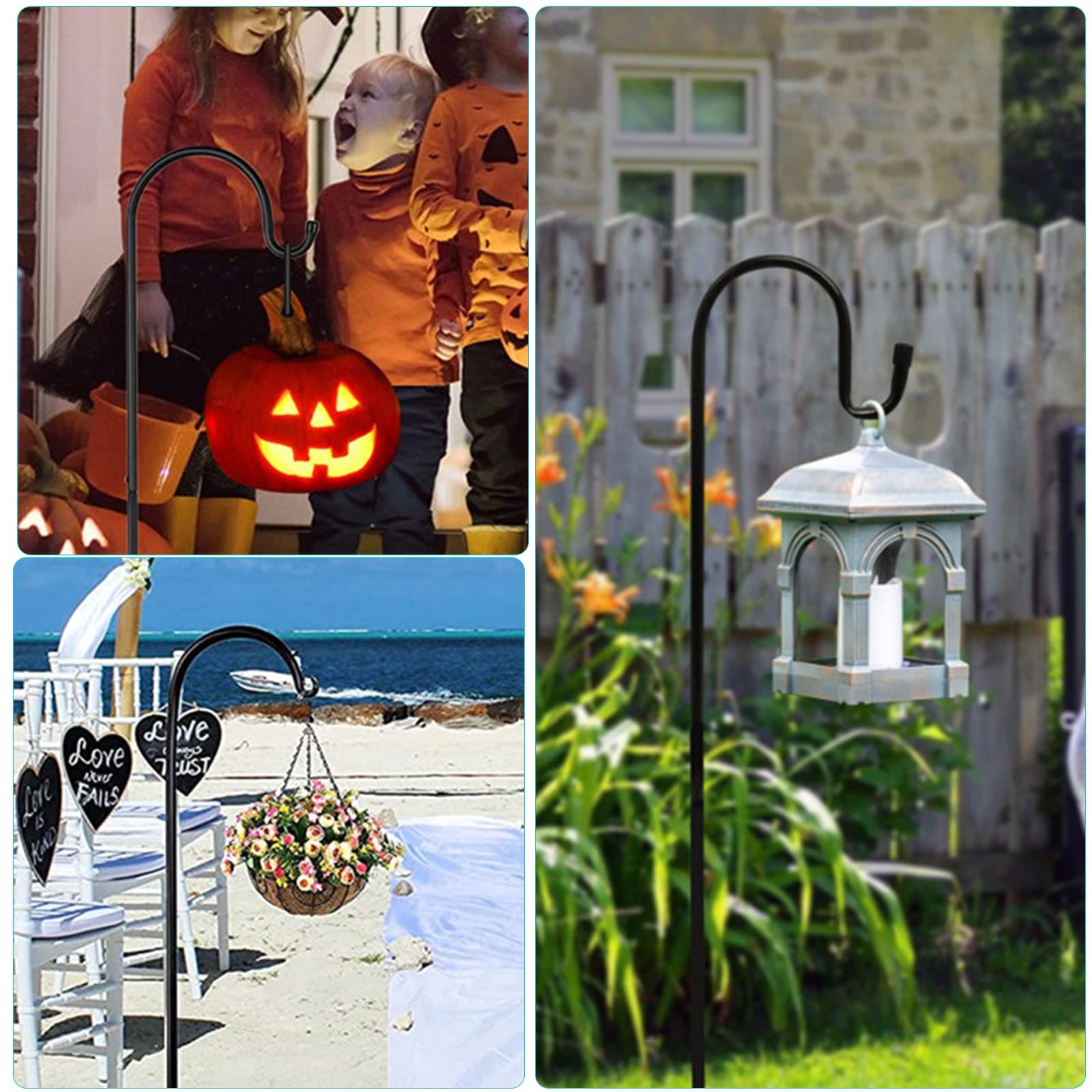SWAWIS 2 ganci da pastore da giardino 120 cm metallo per esterni decorazione appendere