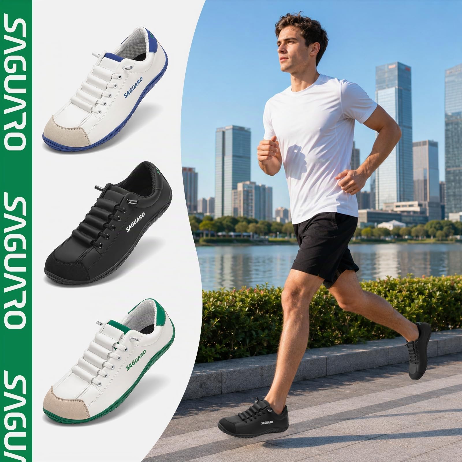 SAGUARO Zapatillas Barefoot Minimalistas Hombre Mujer - Zapatos Casual Deportivos Ligeros con Puntera Ancha y Suela Zero Drop para Trabajo, Viaje y Uso Diario,Gr.36-48
