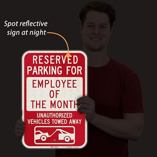 Miniatura 5 de SmartSign -K-5090-EG Letrero "Estacionamiento Reservado para Empleado del Mes" | 12 x 18 pulgadas 3M Aluminio Reflectante de Grado de Ingeniero,