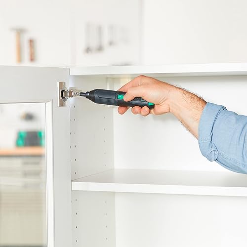 Miniatura 7 de Amazon Basics by SKIL - Destornillador inalámbrico de 4 V con juego de puntas de 34 piezas, funda de transporte, carga USB, luz de trabajo LED, 3