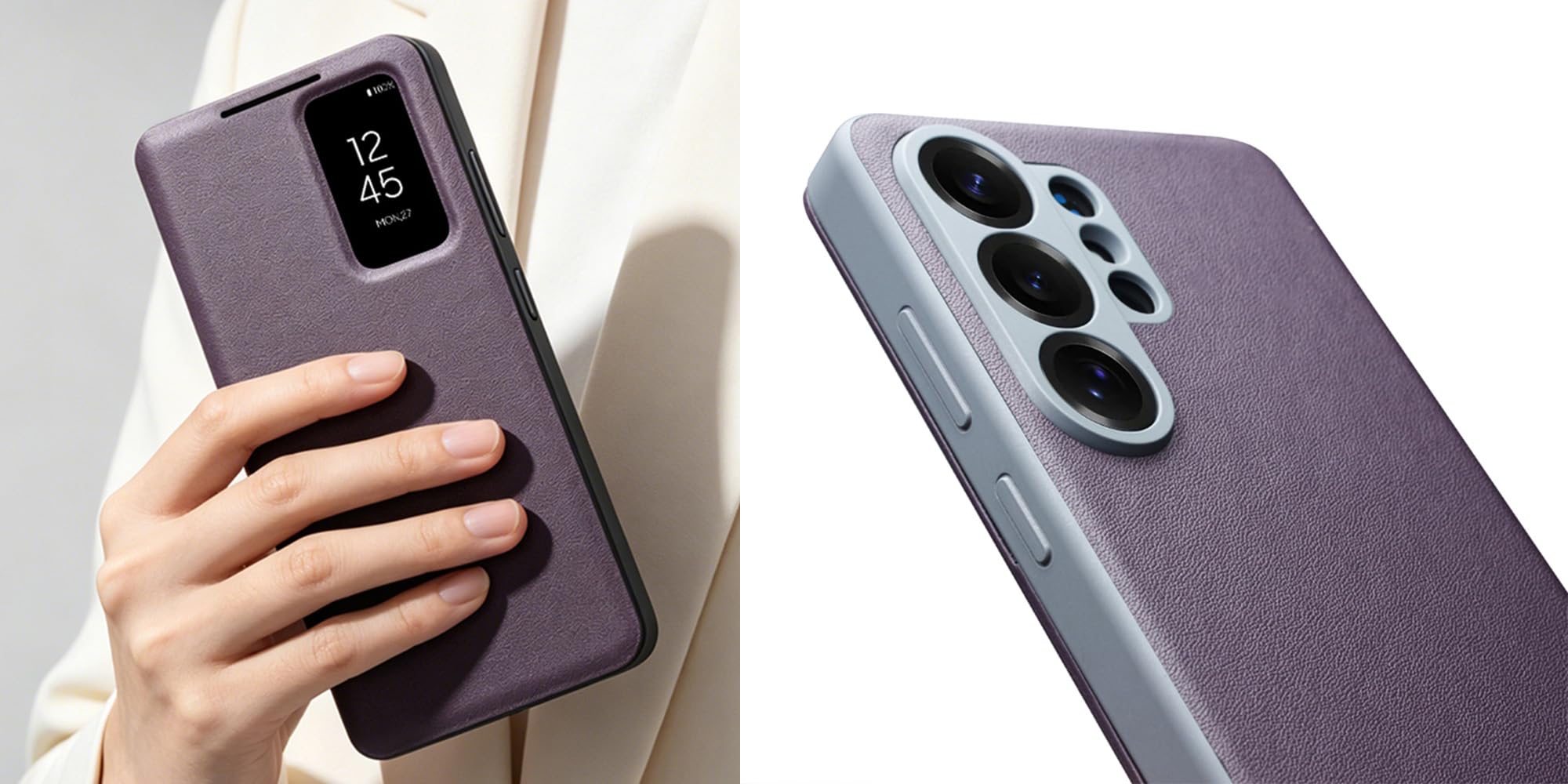 Coque Intelligente en Cuir Véritable pour Samsung Galaxy S26 Ultra. Veille/Réveil Automatique, Étui Téléphone Portable, Holster/Housse S 26 Ultra -Violet