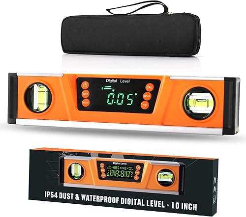 Miniatura 7 de Nivel de torpedo digital de 10 pulgadas y transportador Imanes de neodimio Pantalla LED brillante Base magnética V-GROOVE Nivel inteligente