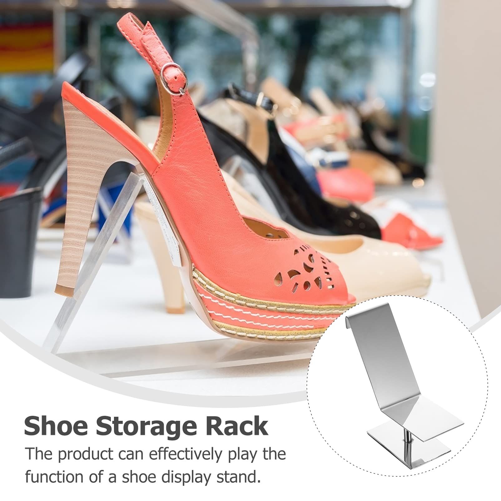 DOITOOL 1pc high Heels Display Rack Display Prop Rack Footwear Sandals Display Rack Sandal Display Stand Womens high Heels Metal Display Stand Organizer Stainless Steel