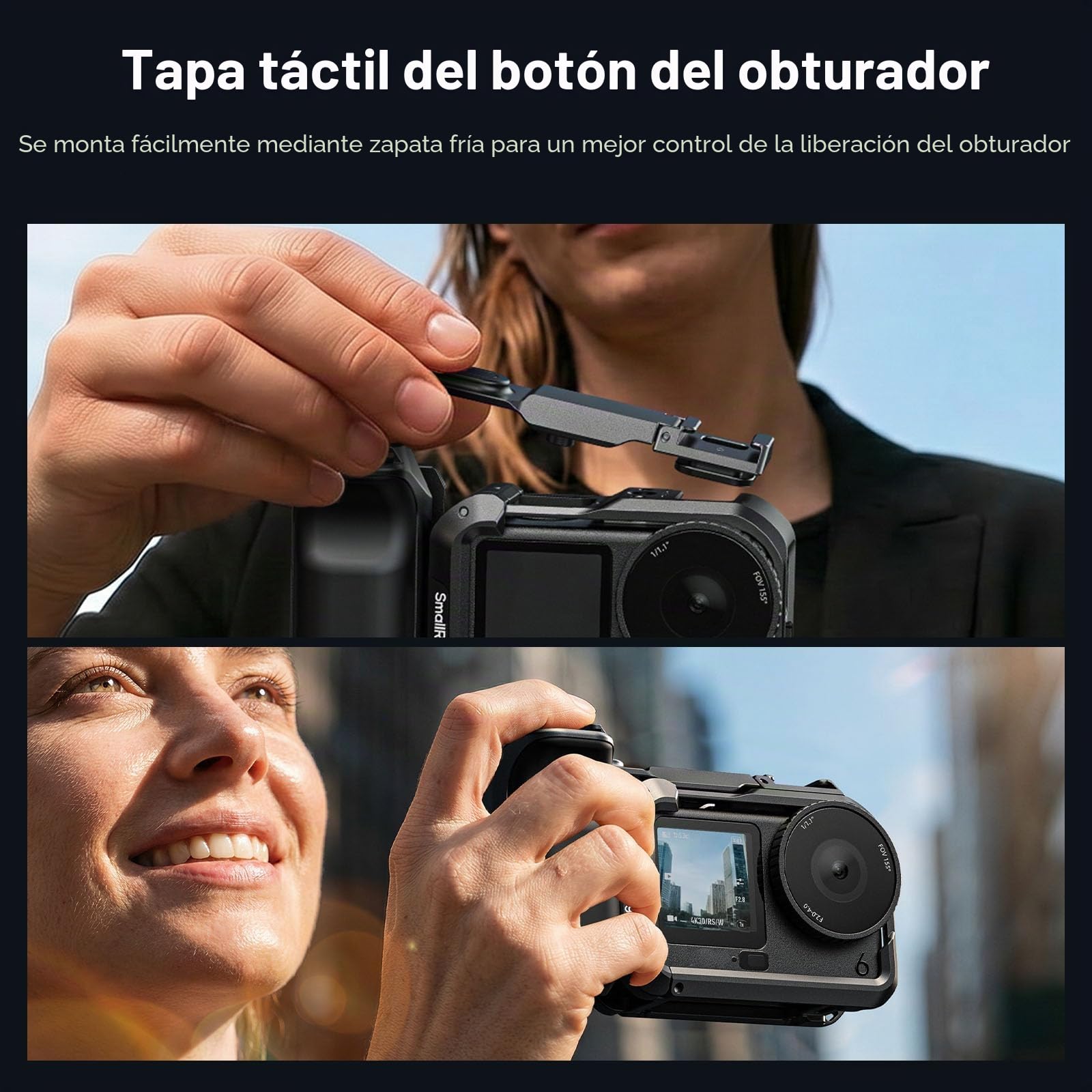 SMALLRIG Kit de mango para DJI Osmo Action 6 con jaula de metal, mango de fotografía callejera para DJI, jaula Action 6 con disparador, zapata fría, muñequera, cubierta de lente, orificio roscado 1/4