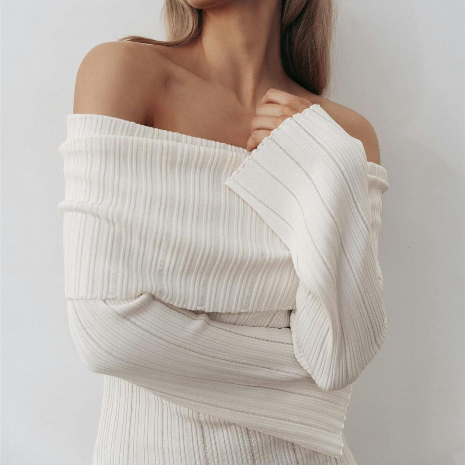 Vestito Abito A Maniche Lunghe con Una Spalla Donne Sexy da Donna con Gonna Corta con La Spalla-caffè-m