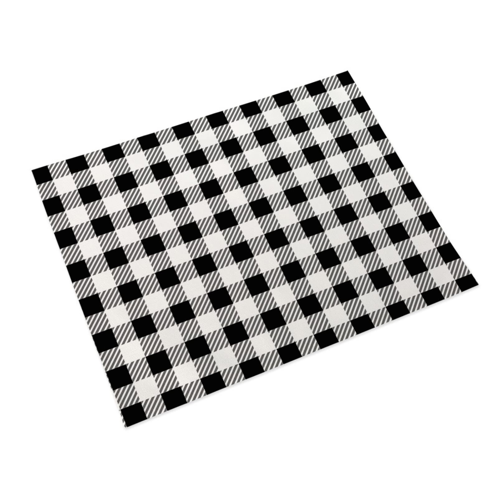 Manteles Individuales Tela Escocesa Blanca Negra Mantel Individual Algodón y Lino Lavable Salvamanteles Individuales Resistente al Calor Bajoplatos Individuales Mesa Tapetes para Mesa 30x45cm 6 Pcs