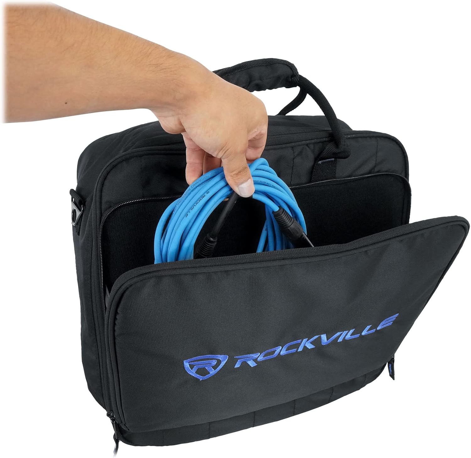 Rockville MB1615 DJ Gear Mixer Gig Bag Case, 15.5" x 15" x 5", Rugged Nylon, Water-Resistant, Front Pocket for Laptop and Accessories, for Mobile DJs and Studio Professionals