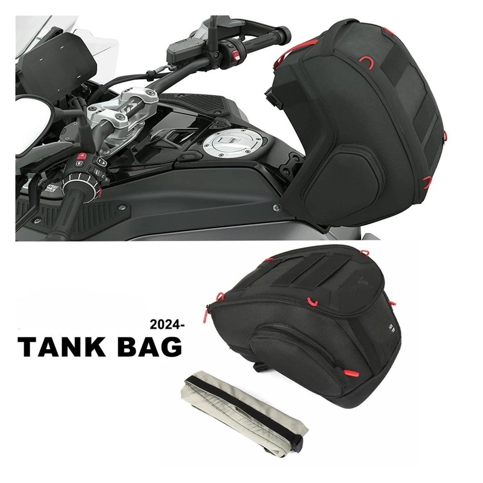 Motorradtasche Gepäcktaschen Für R1300GS R1300 GS R 1300 GS ADV R1300 GS Adventure 2024 2025 Wasserdichter 12L-Tankrucksack Mit Schnellverschluss-Kit In Schwarz Motorradzubehör Motorrad Hecktasche