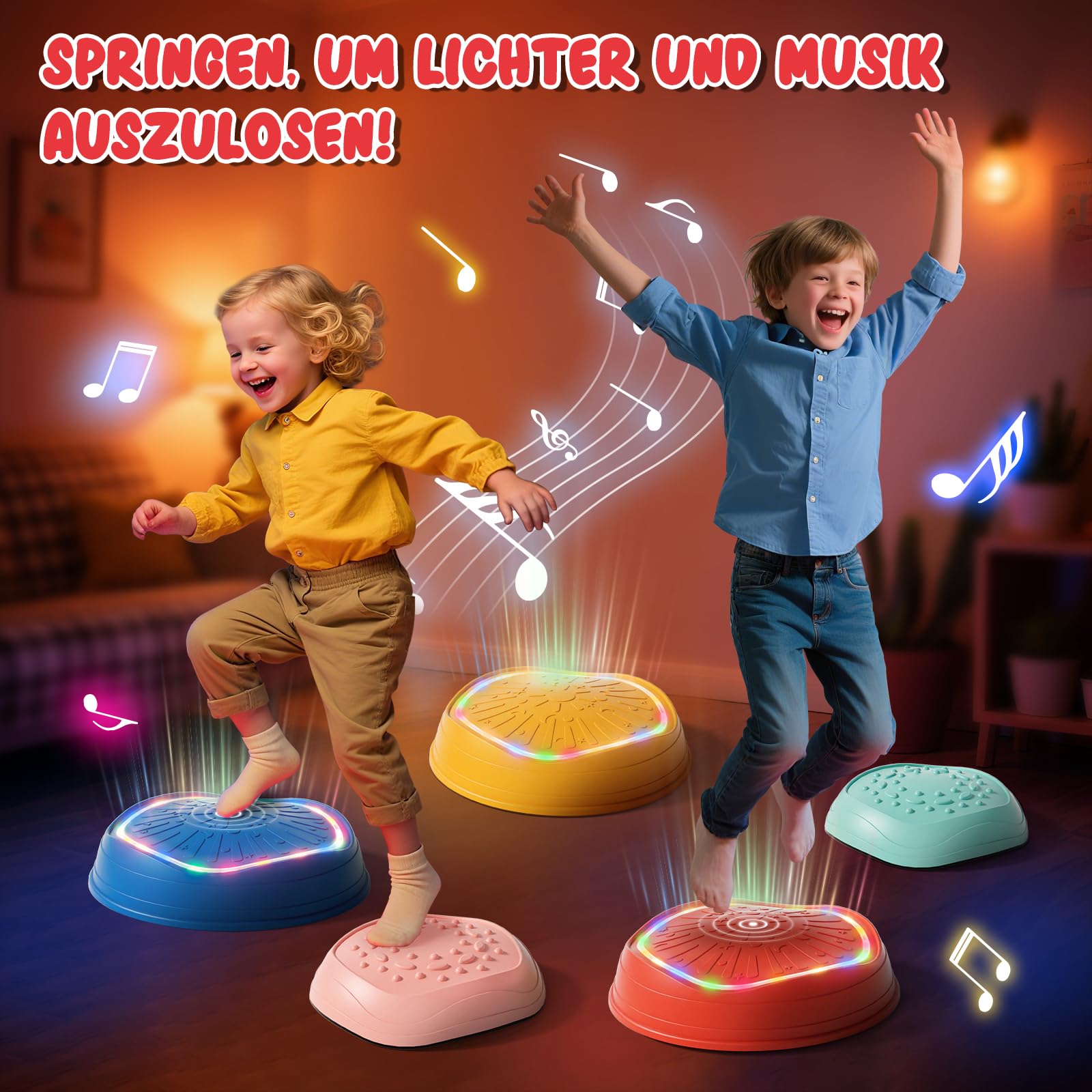 Lehoo Castle Balanciersteine für Kinder mit Lichtern und Musik, Stapelsteine Balance Steine Set