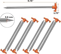 Vista 2 de Cheardia Paquete de 20 Estacas Resistentes para Tienda de Campaña, Estacas de Patio de 9.75 Pulgadas Clavijas de Metal Antioxidante para Tienda