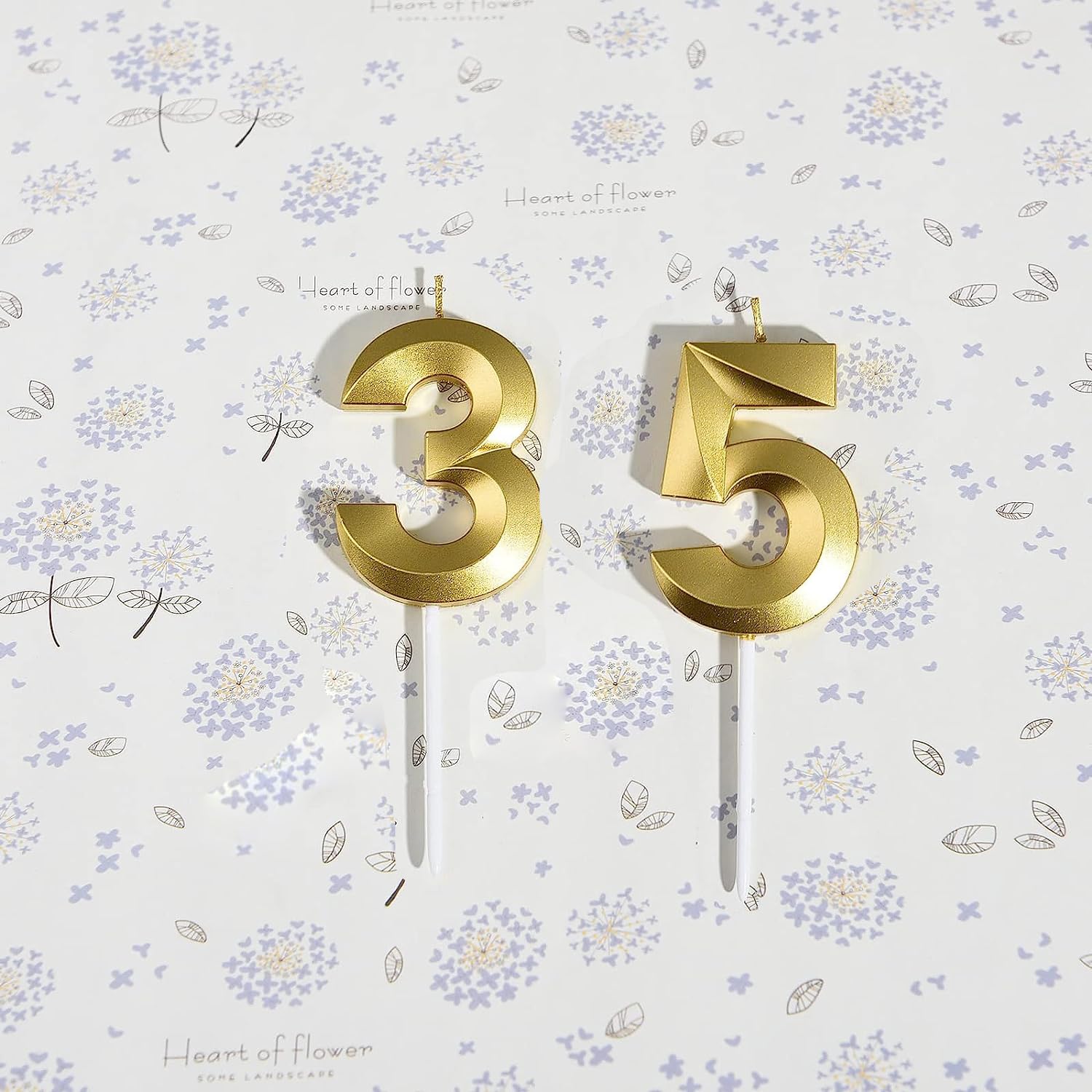 Velas doradas de cumpleaños 35 y 53, número dorado 35 53 para decoración de cumpleaños, decoración de fiesta
