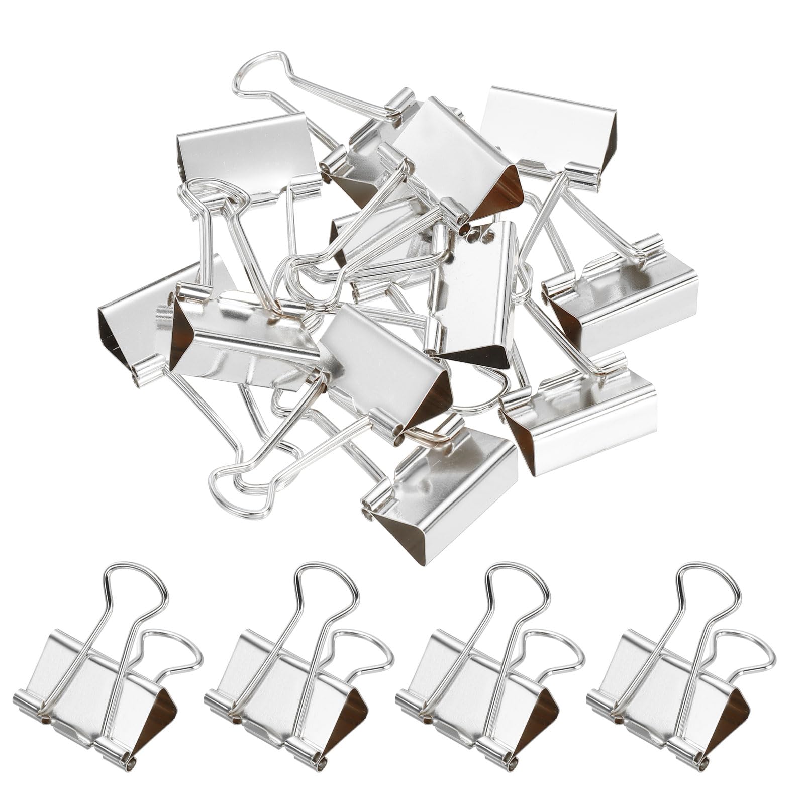 PATIKIL 12 Pcs Binder Clips, 25mm Metal Bull Dog Clips, Foldback Paper Clamps for Office Stationary Supplies Business Shops Kitchen Home, Silver