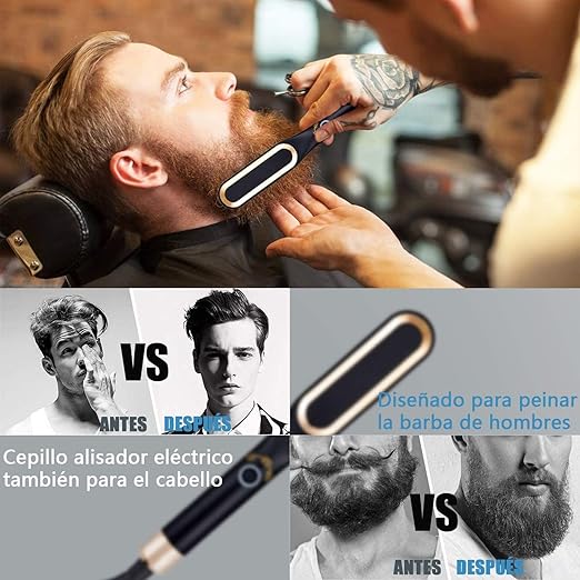 Yoyika Cepillo Alisador de Barba y Cabello para Hombres ...