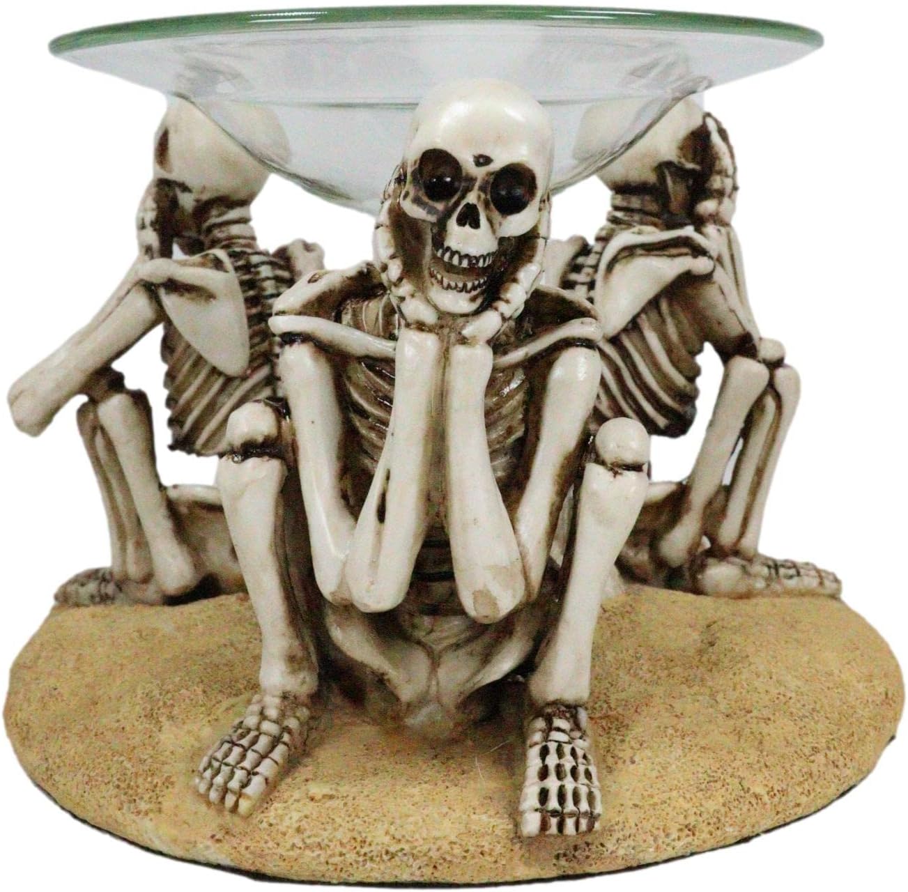 Ebros Gift Whimsical Funny Macabre See Hear Speak No Evil Skeletons Candle Heat Oil Burner Tart Warmer Aroma Scent Figurine Home Fragrance Decorative Ossuary Skulls Skeletons Aromatherapy Accessory
