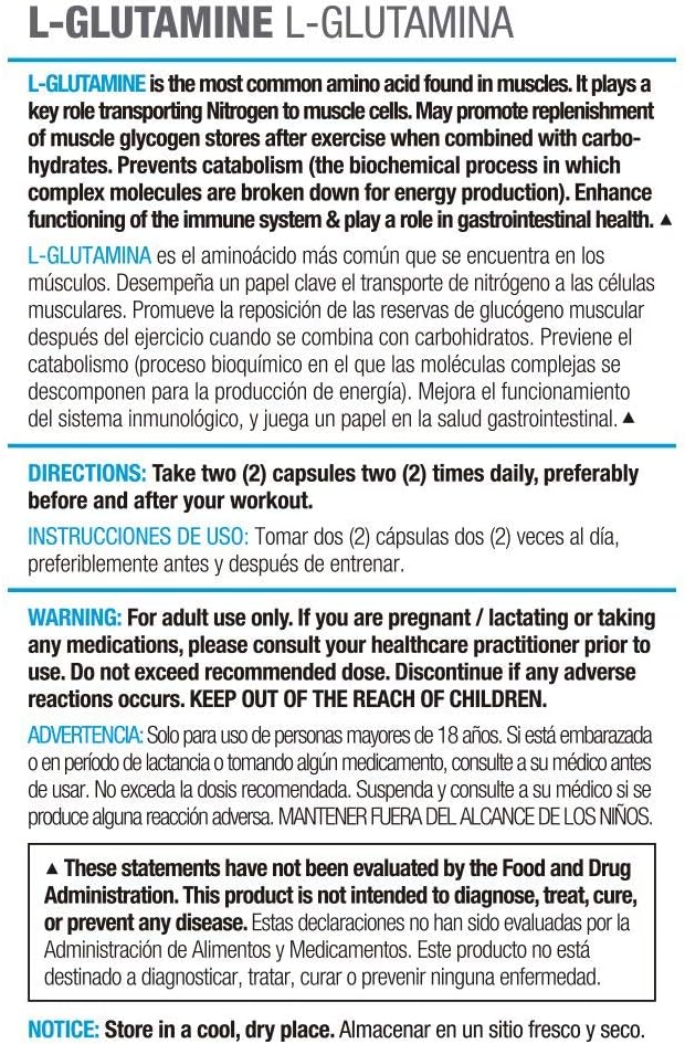 Evolution Advance Nutrition Fermented L-Glutamine Amino Acid Muscle Recovery Capsules, Nutritional Supplement for Post Workout (500 Milligrams) : Health & Household