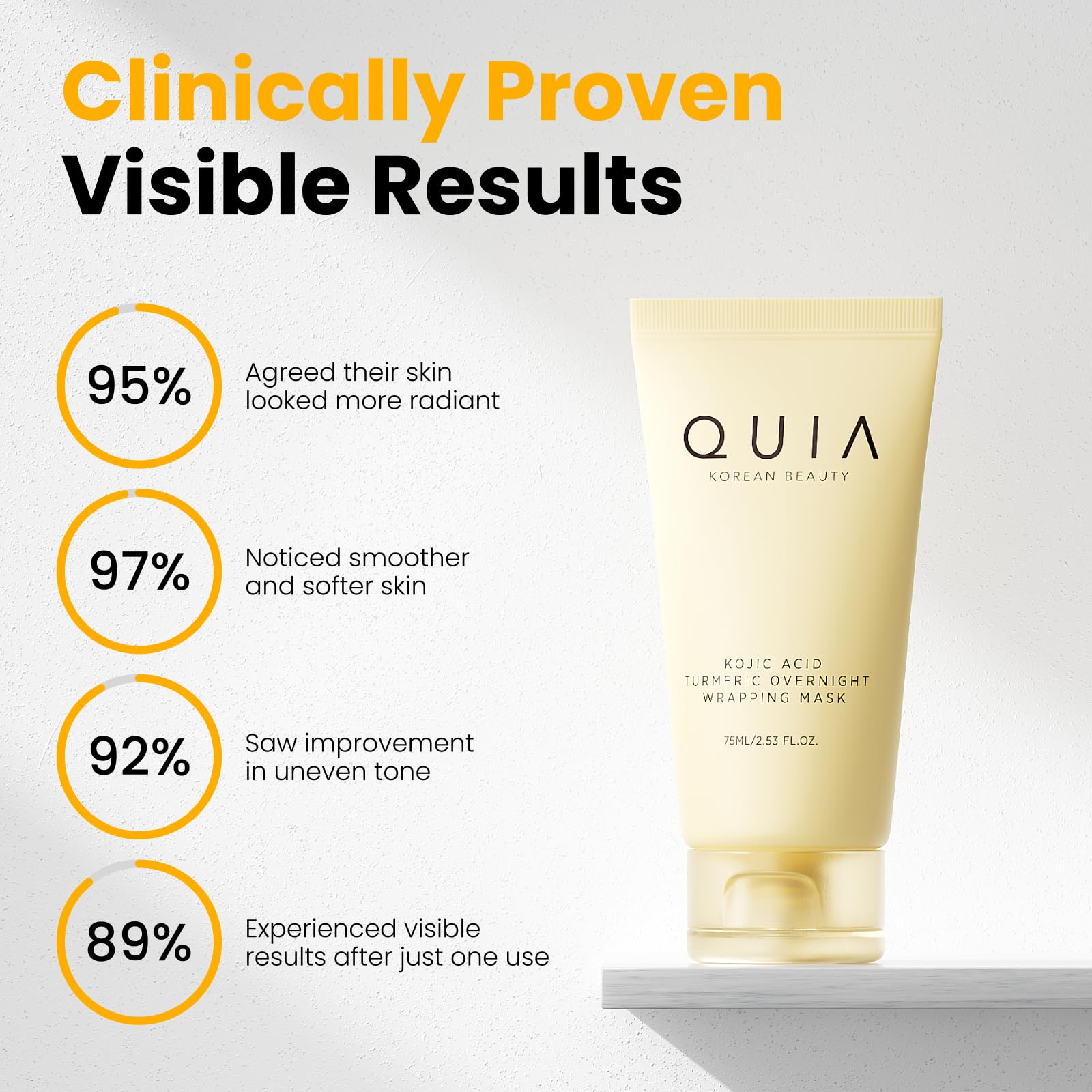 QUIA Collagen + Turmeric Overnight Wrapping Mask Duo – Firming and Hydrating Peel-Off Set for Elasticity, and Glow – Korean Skincare 2 x 75ml