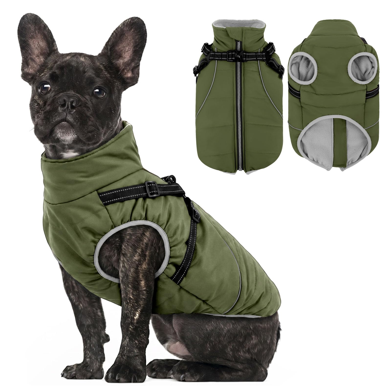 KONVINIT Manteau Imperméable pour Chien Chaud avec Harnais Intégré - Veste Invernale Épaisse Réfléchissante pour Petit Moyen Grand Chien