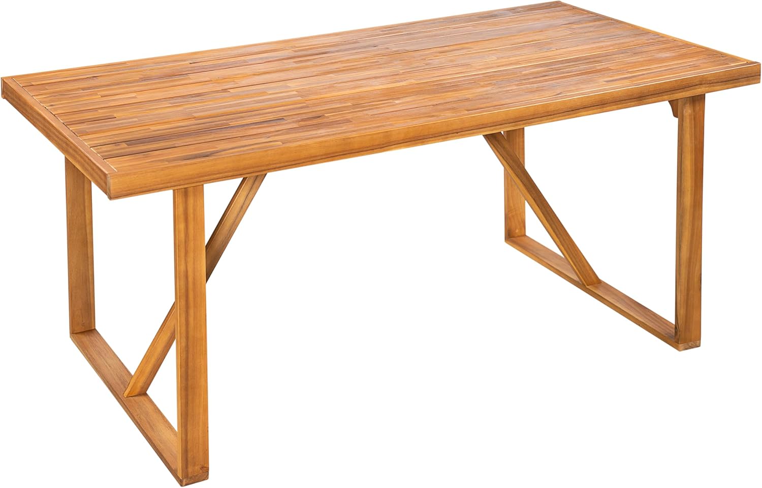WILLIAMSPACE 66.93" Acacia Wood Outdoor Dining Set with Cream Cushions, Modern 7 Pieces Wooden Dining Furniture Set with Patio Table & 6 Chairs, Patio Dining Table Set for Backyard, Balcony (Teak)