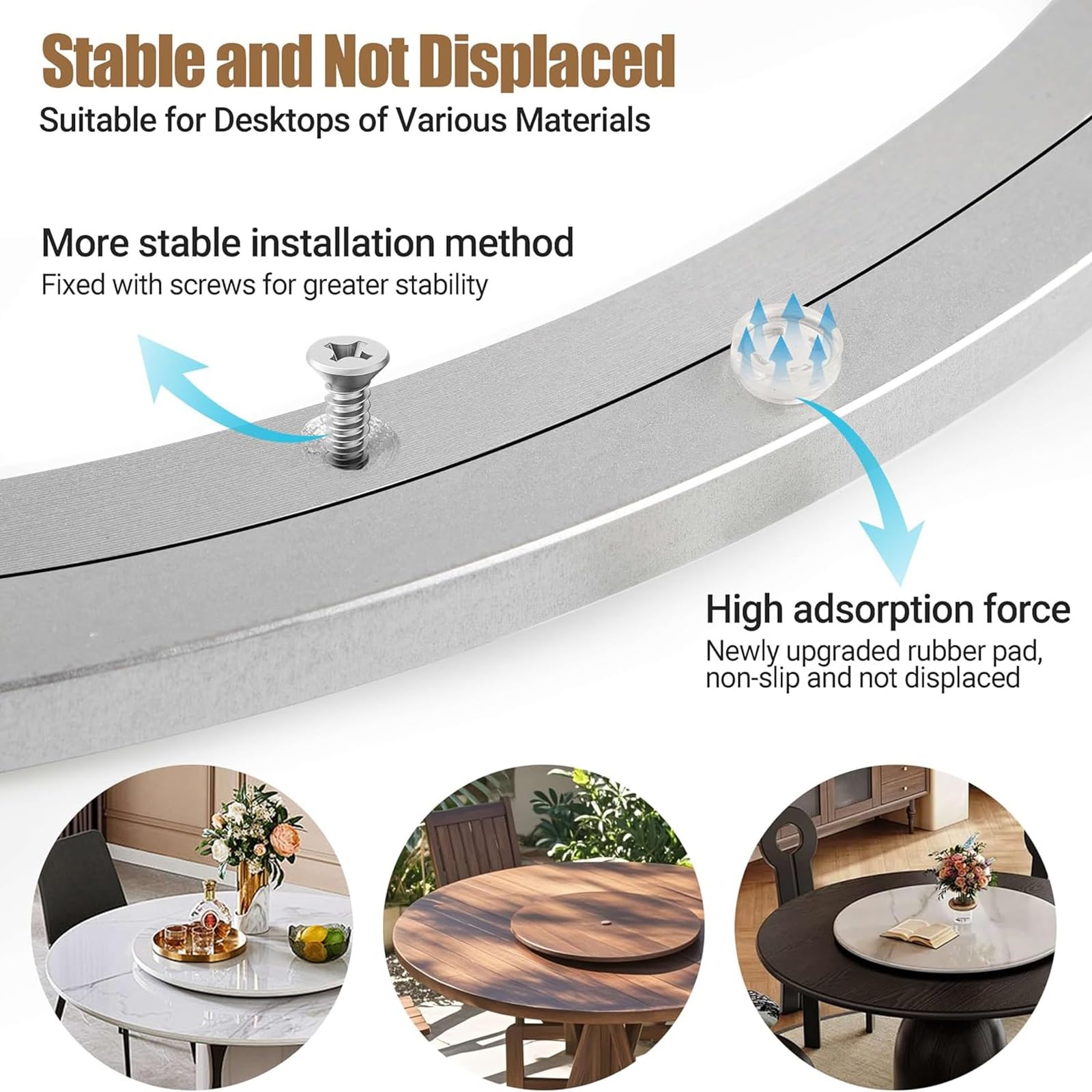 Rodamientos De Plataforma Giratoria,Pista Giratoria,Lazy Susan Giratoria | Placa Giratoria,Plato Giratorio,Metal De Aluminio,Para Hardware De Rodamiento De Plato Giratorio(450mm(18 inches))