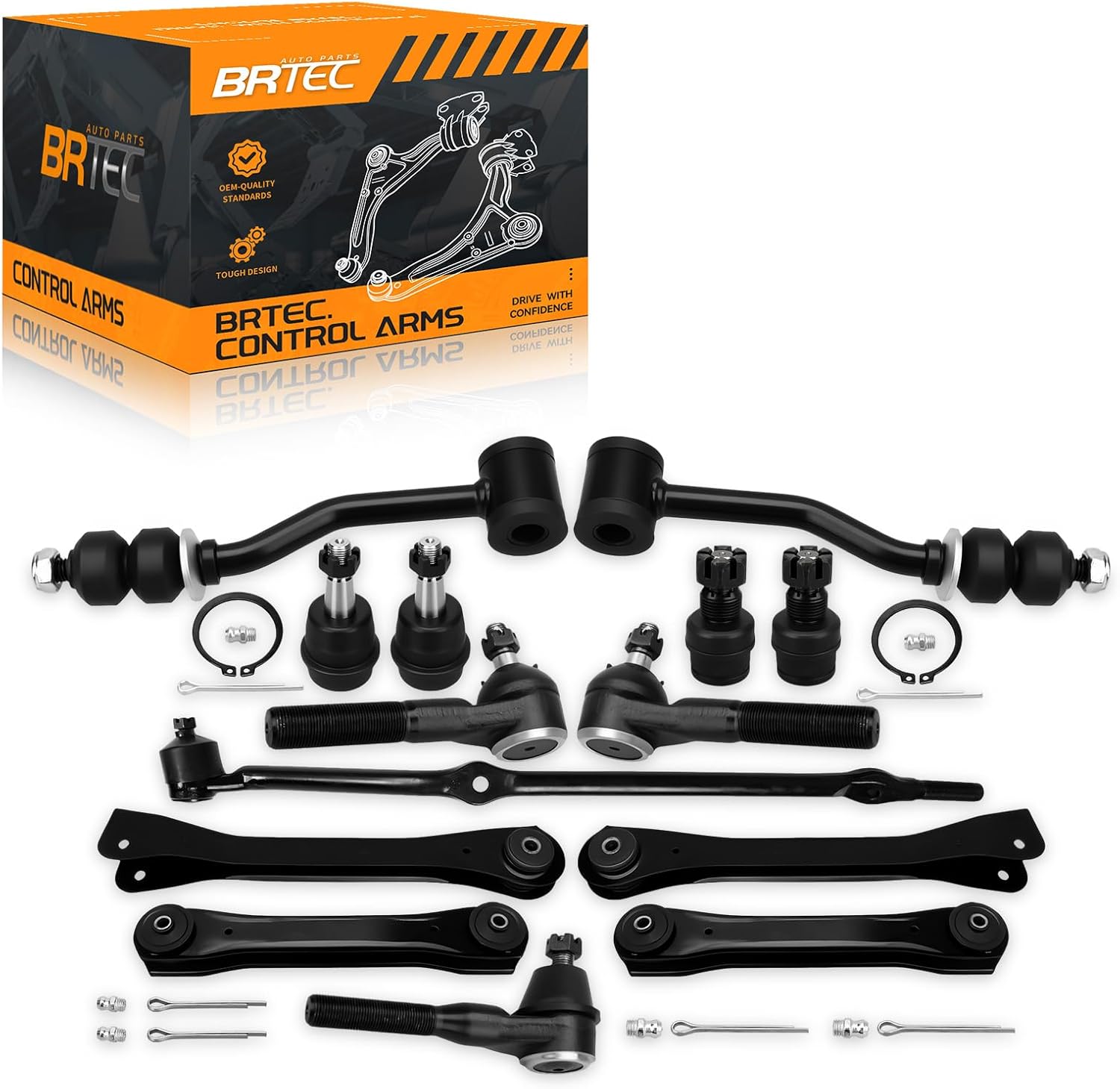 17pc Front Suspension kit for Jeep Cherokee Comanche 1991 1992 1993 1994 1995 1996 1997 1998 1999 Upper & Lower Control Arms + Adjustment Sleeves + Track Bar + Outer Tie Rods + Sway Bar Kit