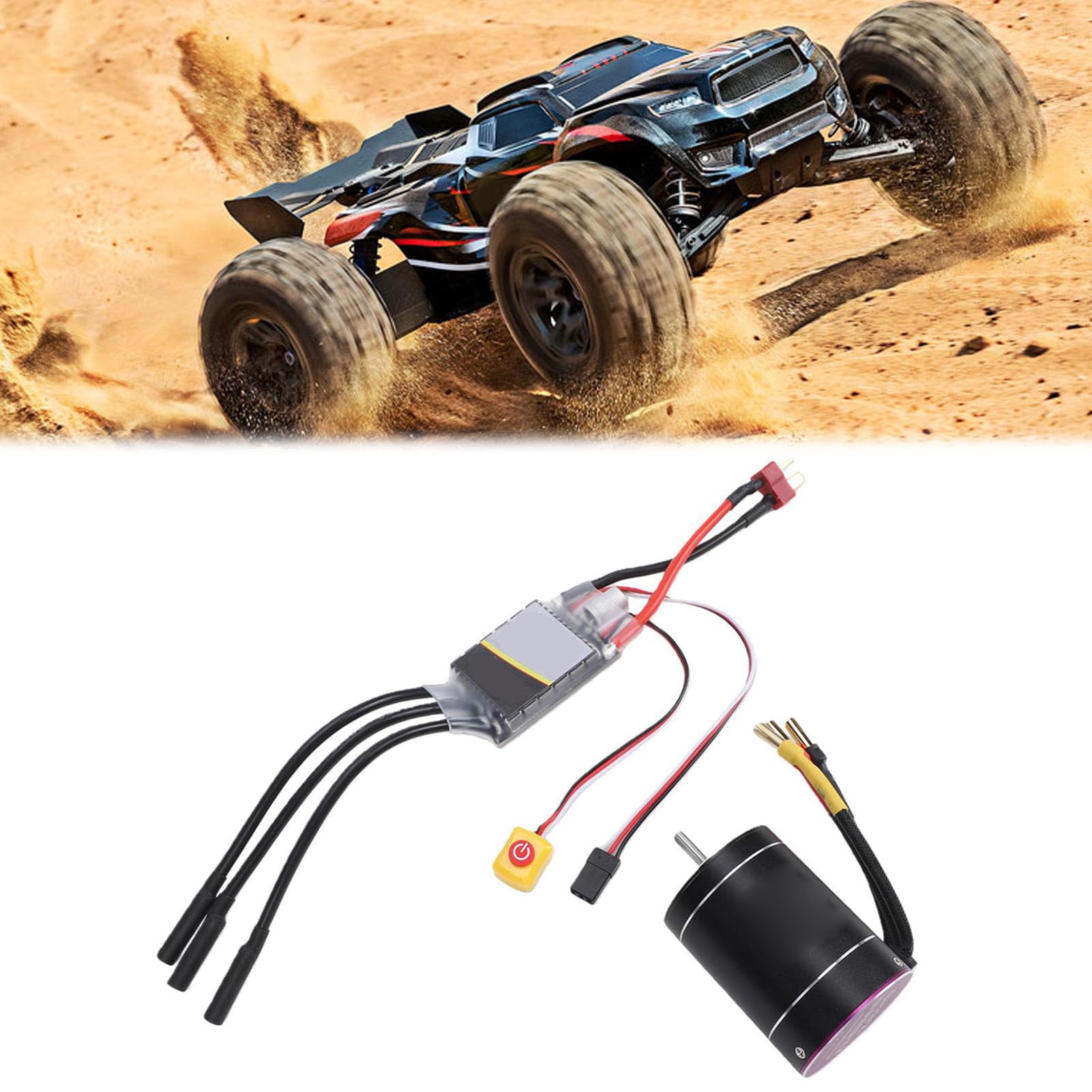 Annadue Zestaw RC Brushless Silnik ESC 3650 2600KV z Regulatorem 75A do | Wodoodporny silnik bezszczotkowy i zestaw ESC z aluminiowym radiatorem do łodzi RC Trucks