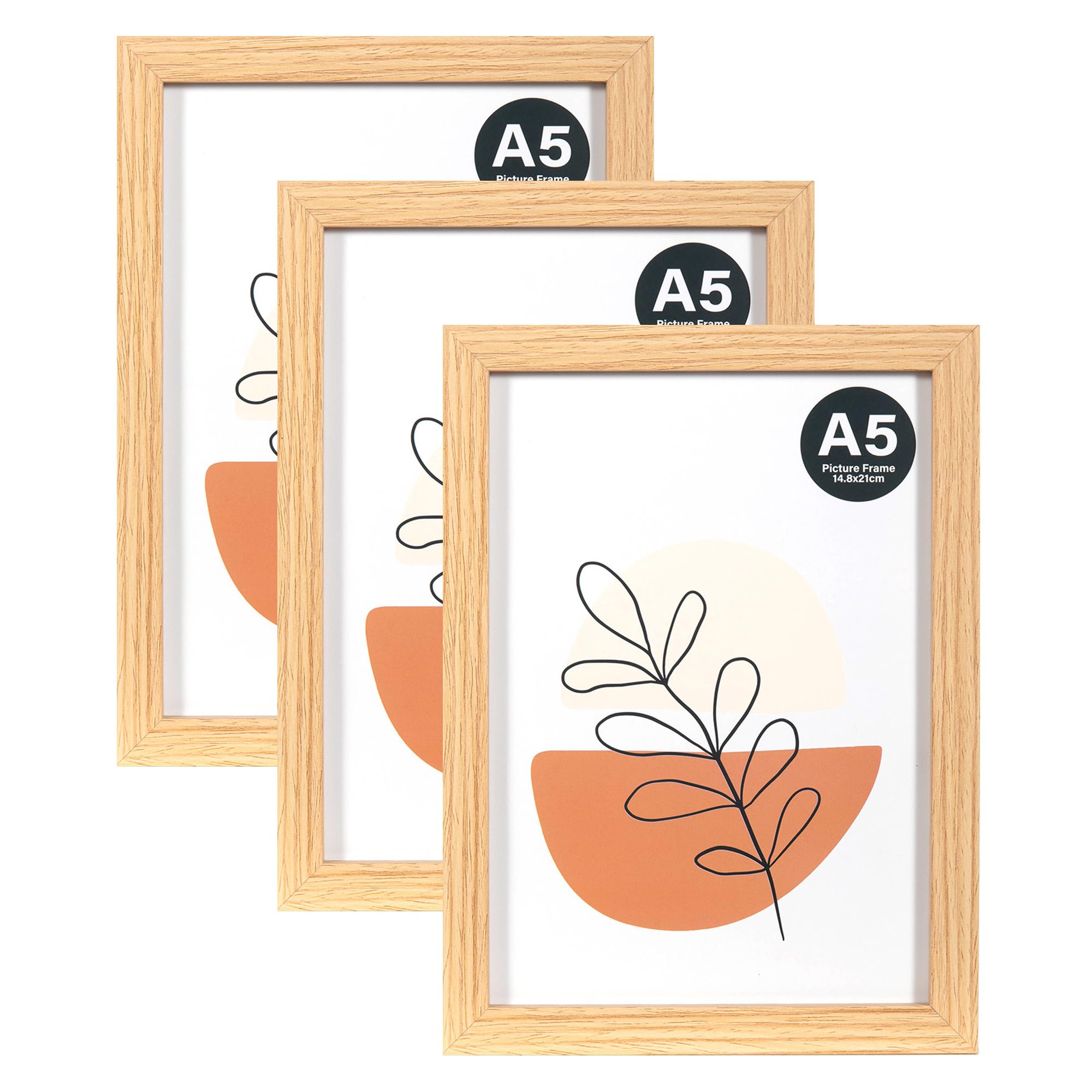 KAIWIN Gold Picture Frame A5 / 21 x 14.8 cm Set of 3, with Acrylic Glass for Table Top Display and Wall Mounting Photo Frame — image 1