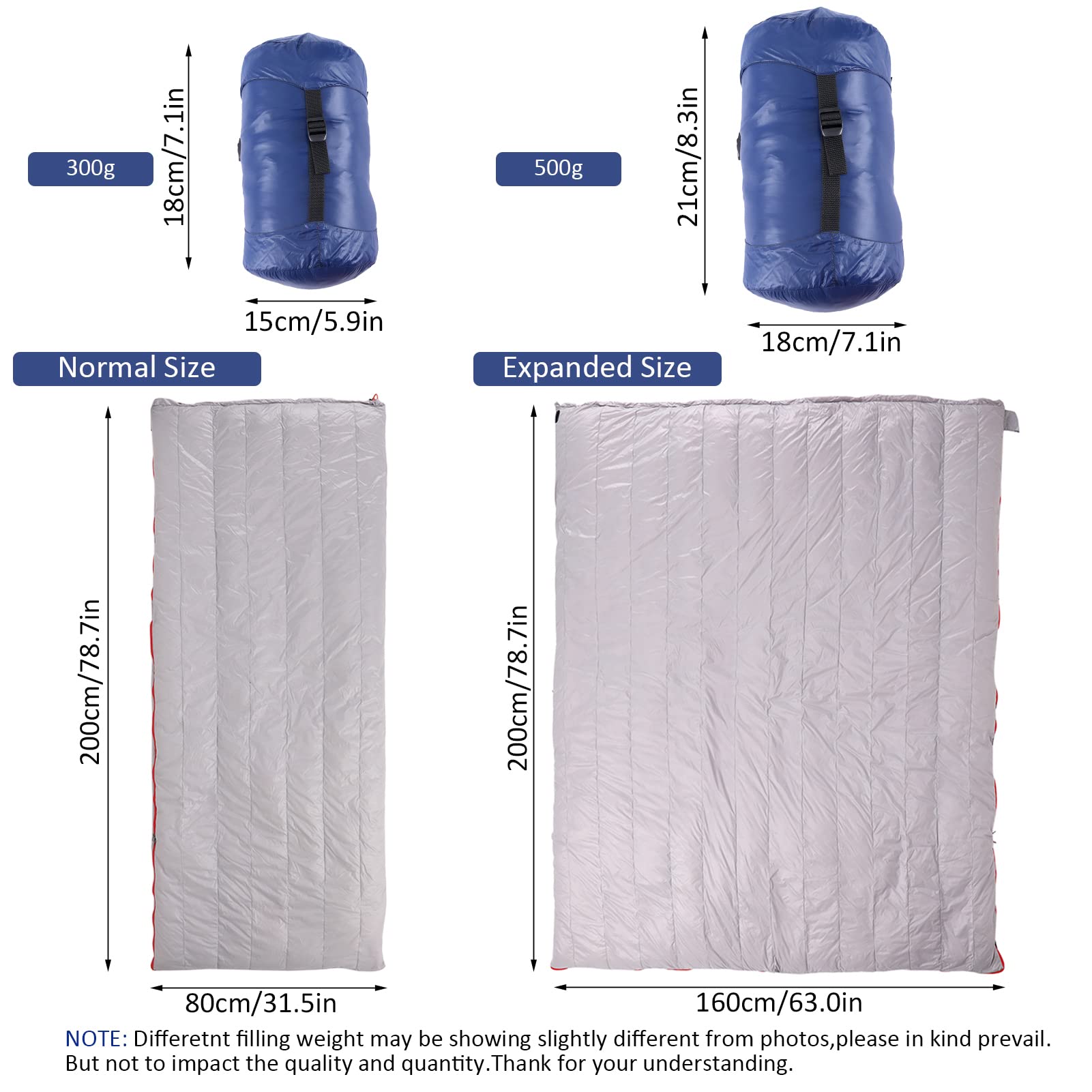 Saco de dormir ultraligero de plumón de ganso 90 con almacenamiento para senderismo, camping, mochileros, montañismo, ligero, cálido, clima frío