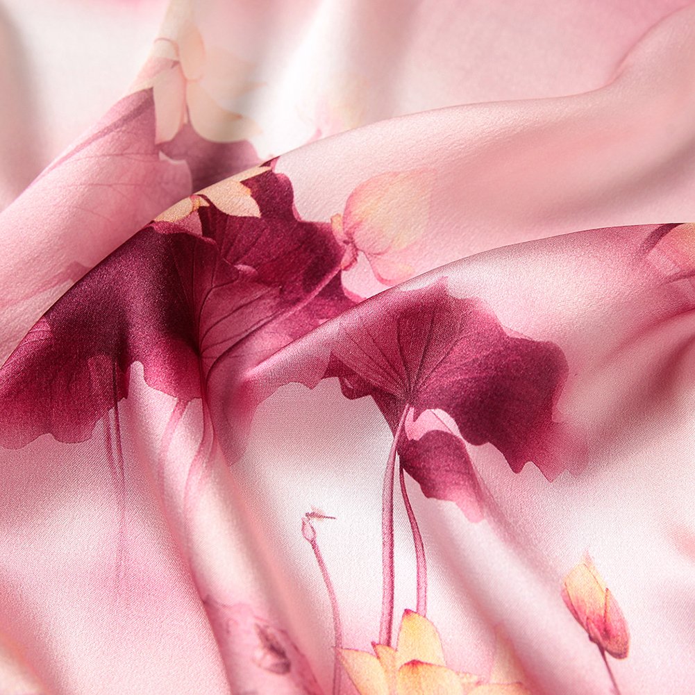 STORY OF SHANGHAI Sciarpa di 100% Seta da Donna Foulard Chiffon con Fantasie Orientale Semi-Trasparente