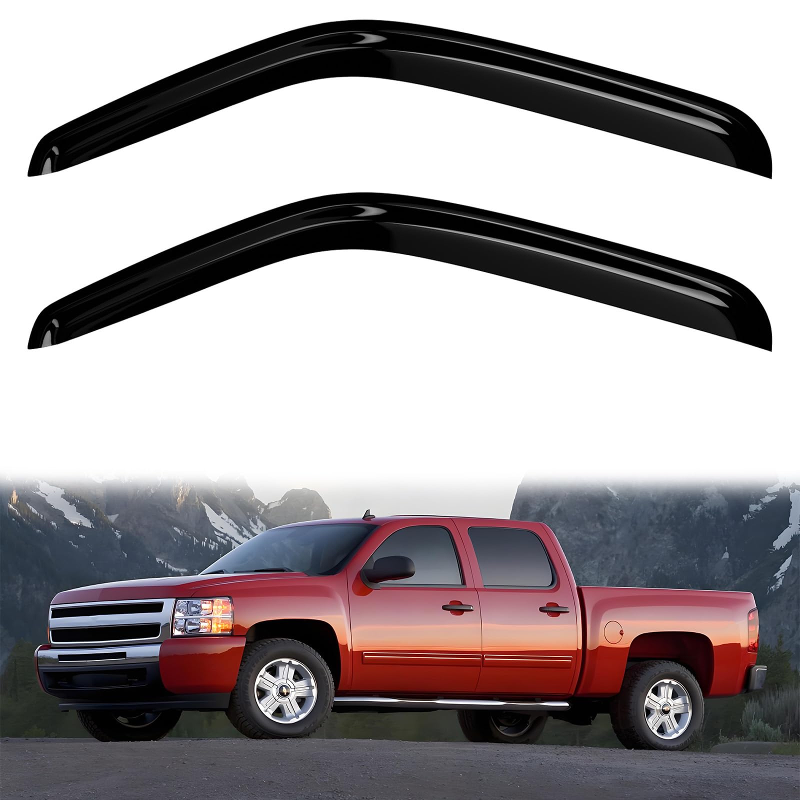 Window Visors Rain Guards for 2007-2013 Chevy Silverado 1500 Regular Cab 2500HD 3500HD Standard Cab 2PC Front Side Sun Shades Deflector