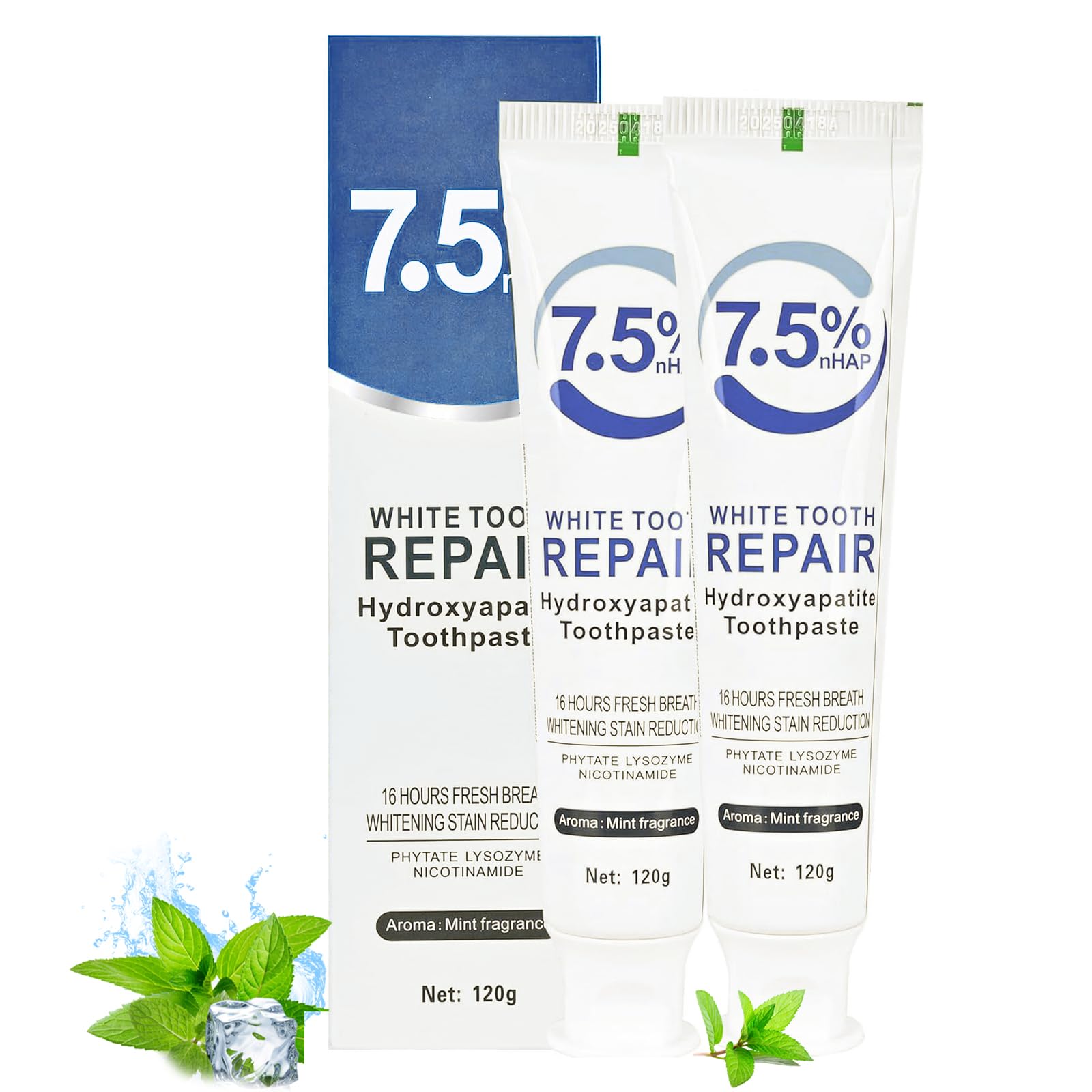 2 Pack HydroxyapatiteToothpastes 7 5 hydroxyapatite Toothpaste for Enamel Protection and Tooth Strengthening Gentle Mint Fresh Breath Daily