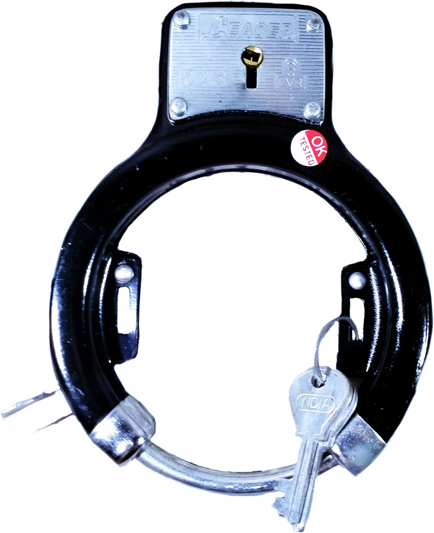 Cycle Fitting Lock(Powder Coated Black) 6 Lever Security,Durable,Along with Fitting MANNUAL Cycle Frame Lock