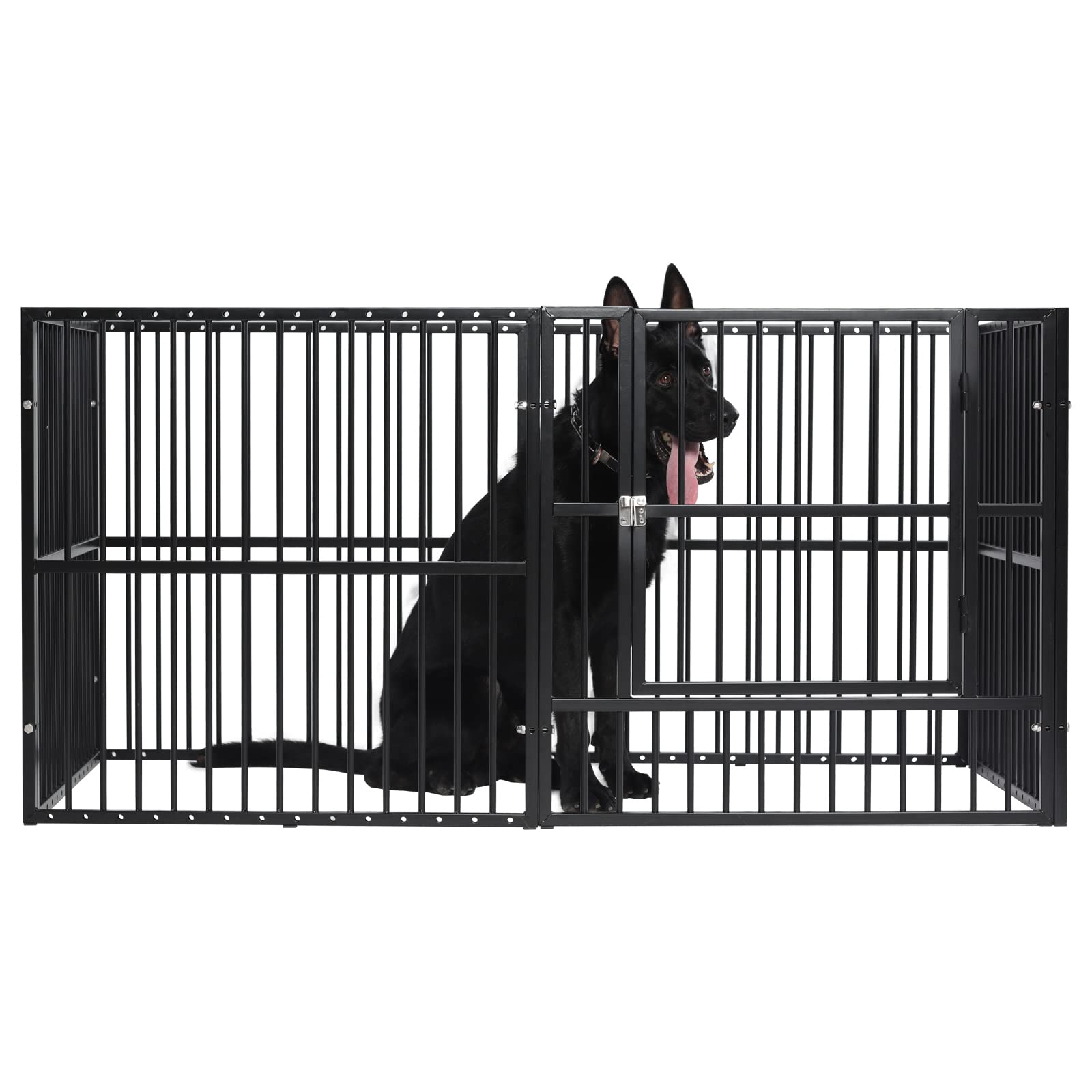 RYpetmia Dog Playpen Adjustable Dog Pen with Door for Outdoor Indoor Use, Portable Pet Puppy Playpen for Small Medium Large Animals, Black