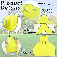 Vista 4 de Impermeable para perros con capucha, poncho deslizante – Chaqueta impermeable reflectante ligera para mascotas, impermeable con correa ajustable