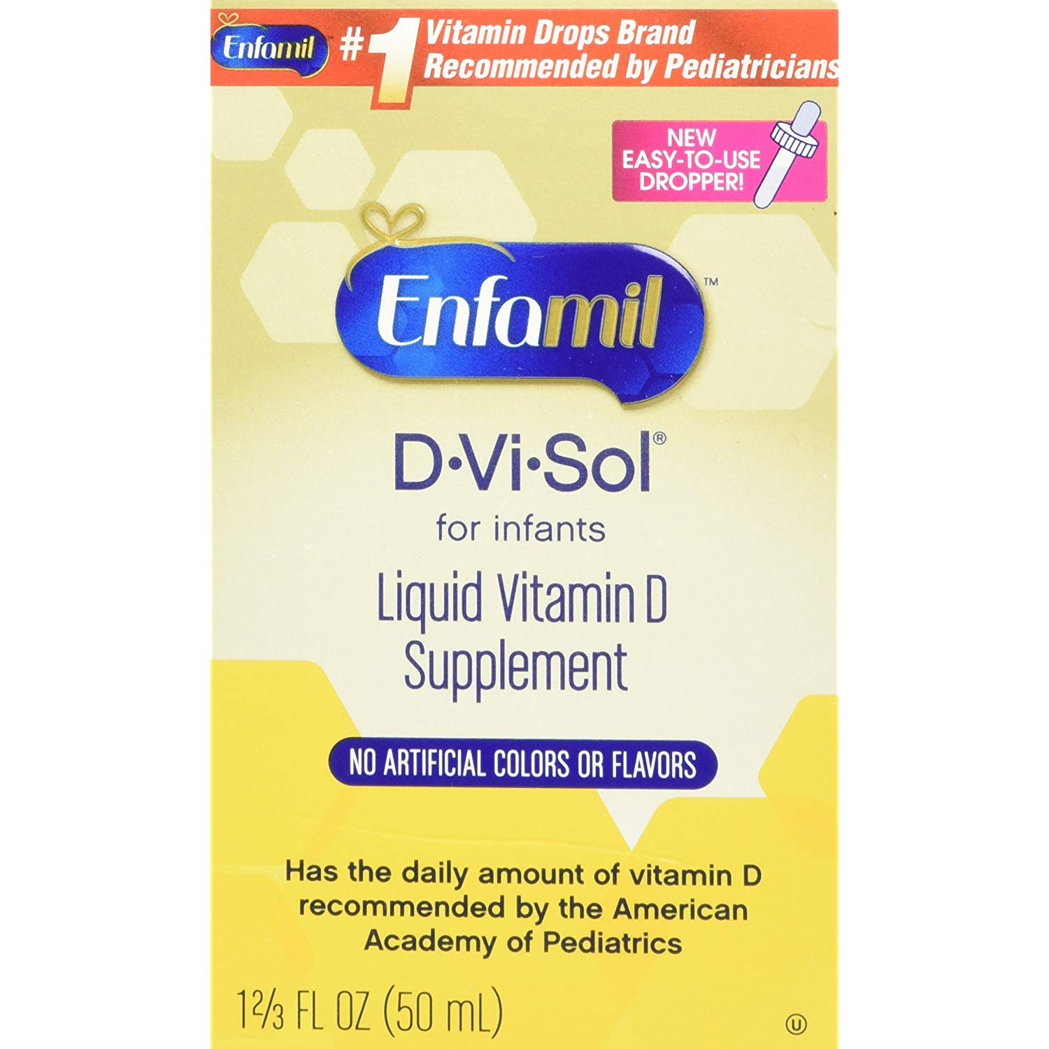 EnfamilD-Vi-Sol Vitamin D Drops for Infants, Supports Strong Bones and Teeth, Gluten-Free, Easy to Use Dropper Bottle 50 mL (Pack of 2)