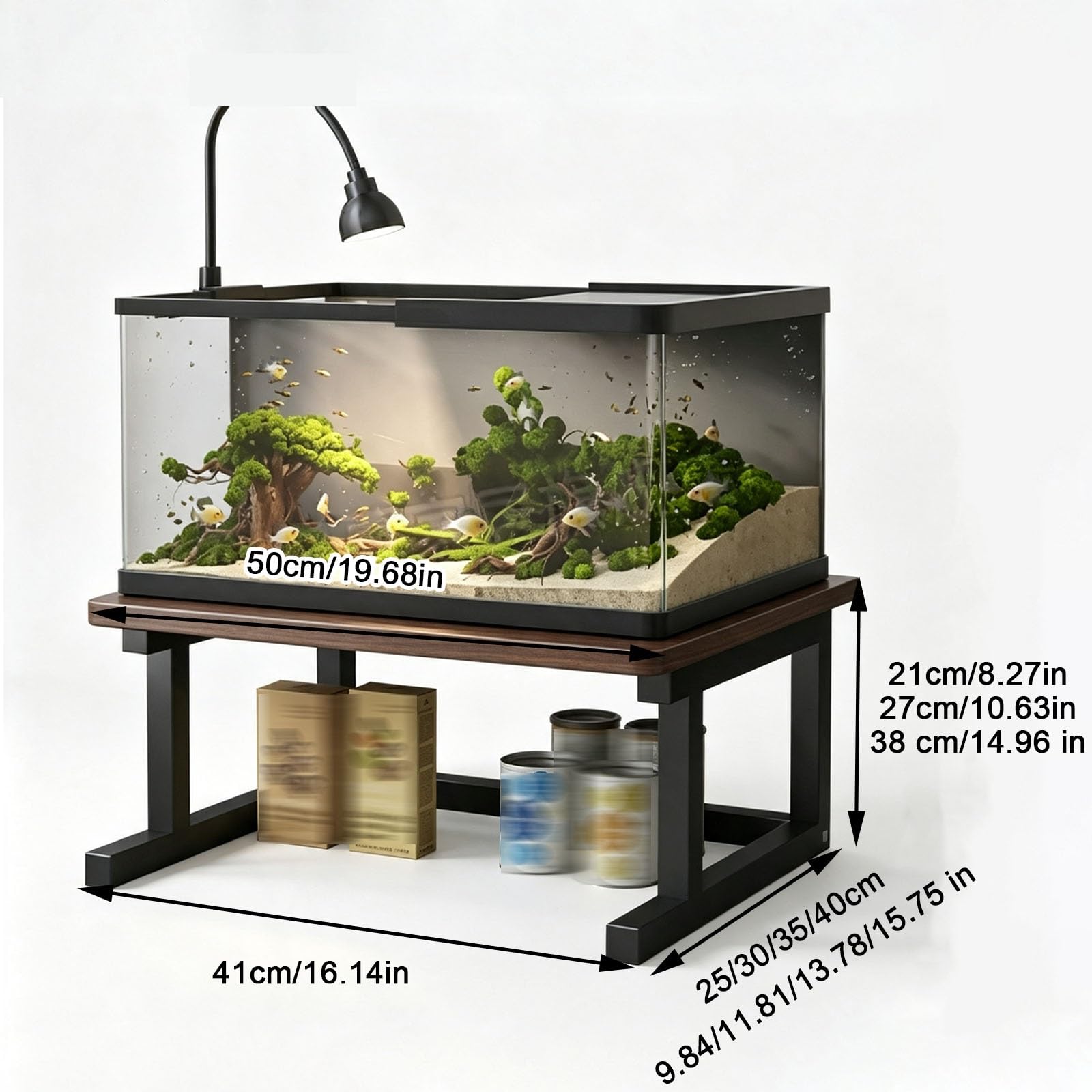 Mobile Acquario, Mobile per Acquario, Supporto per Acquario | Angoli Arrotondati, Facile Installazione, Spazio di Archiviazione Aperto(White,50x25x38cm/19.68x9.84x14.96in)