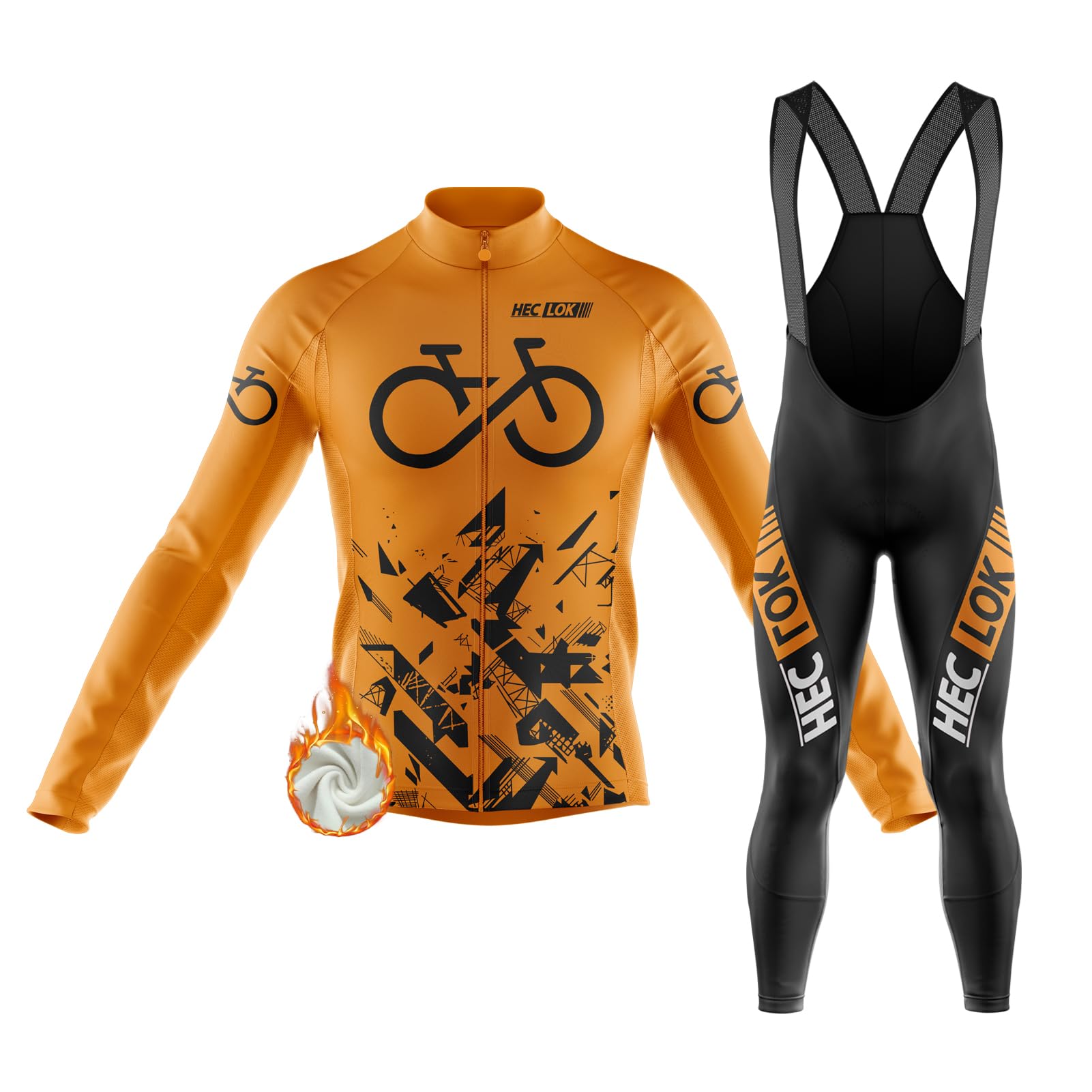 Ropa Ciclismo Otoño/Invierno/Primavera para Hombre Ciclismo Maillot MTB de Manga Larga y Culotte Pantalones Acolchado 9D，9D Gel Pad Acolchado
