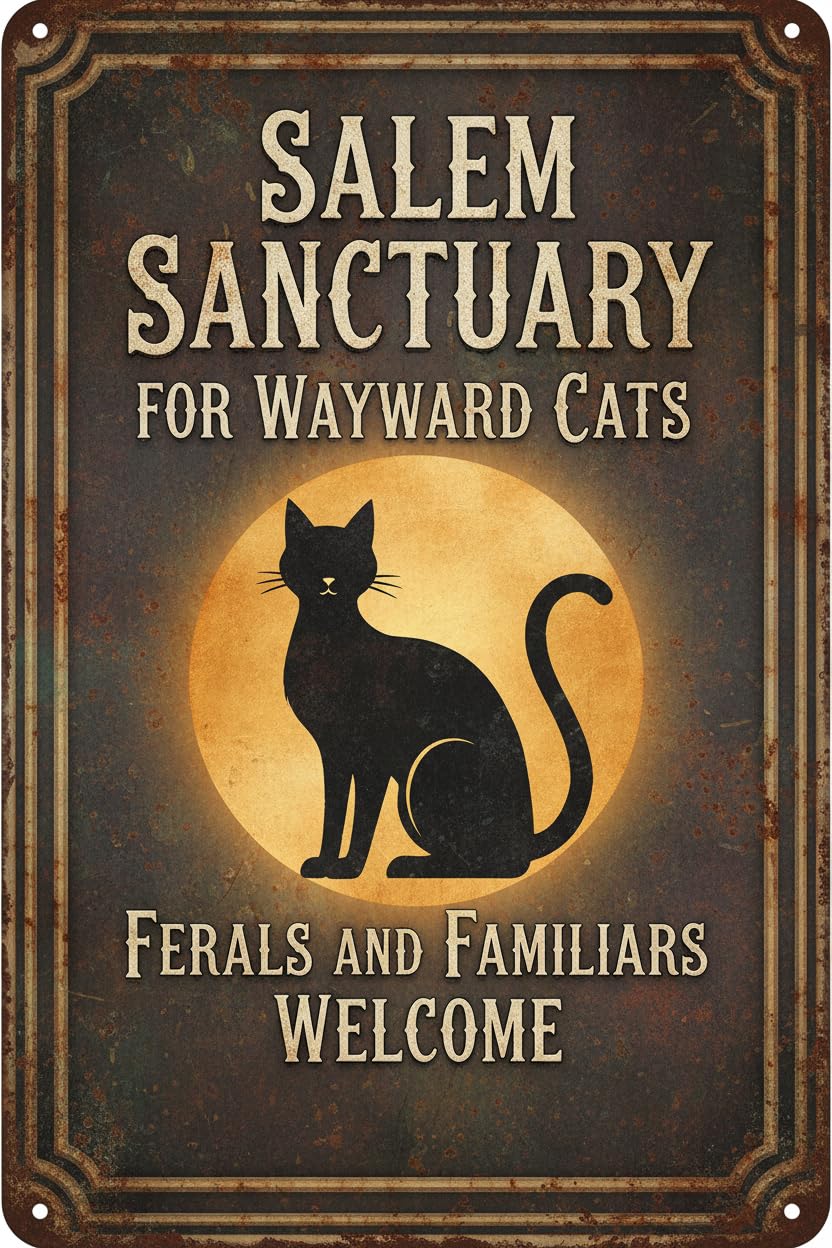 Salem Sanctuary For Wayward Cats Tin Sign, 8x12 Inch