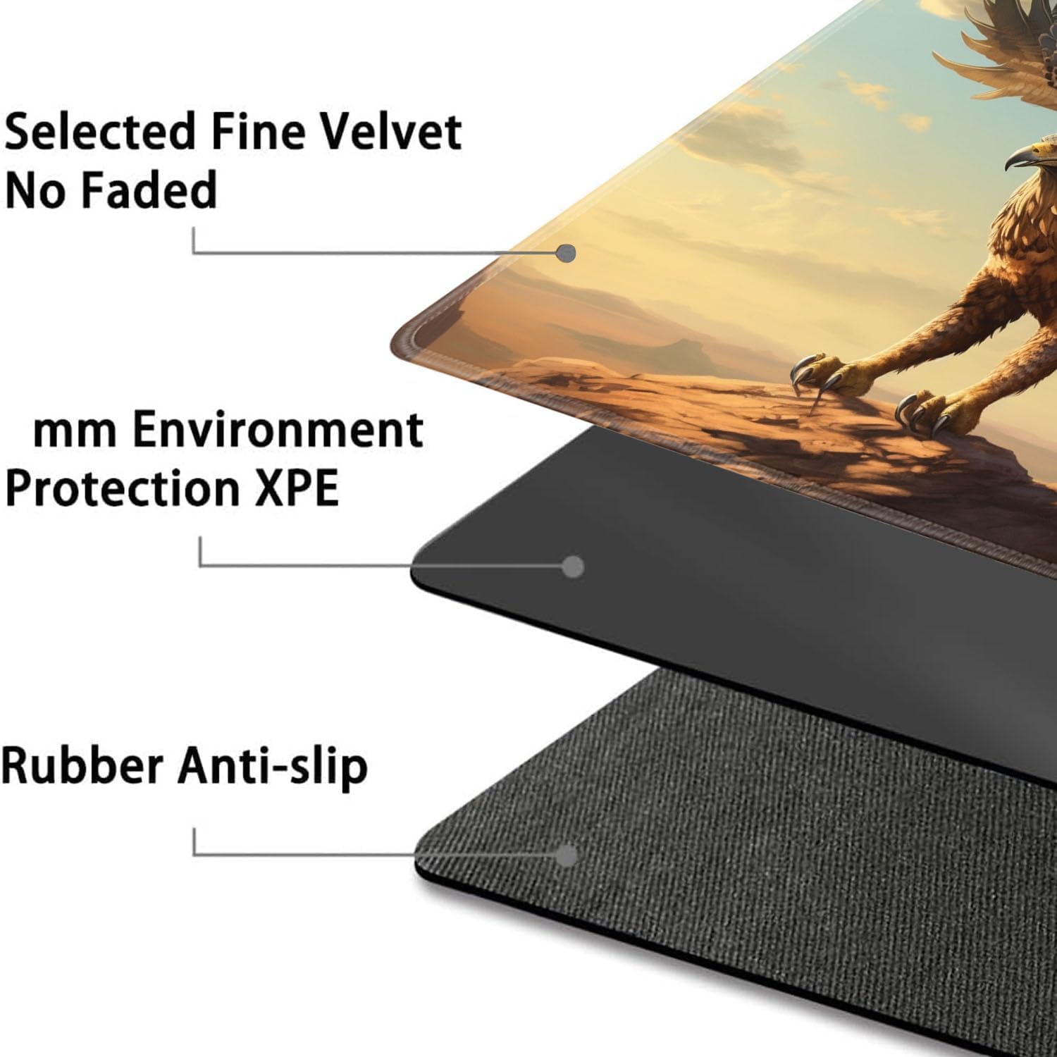 for MTG Playmat + Drawstring Travel Pouch + 6 Dice Counter, for Tabletop Trading Card Game Playmats or Large Mouse Pad, Anti-Slip Rubber 24 x 14 in, Mighty Eagle for TCG Playmat
