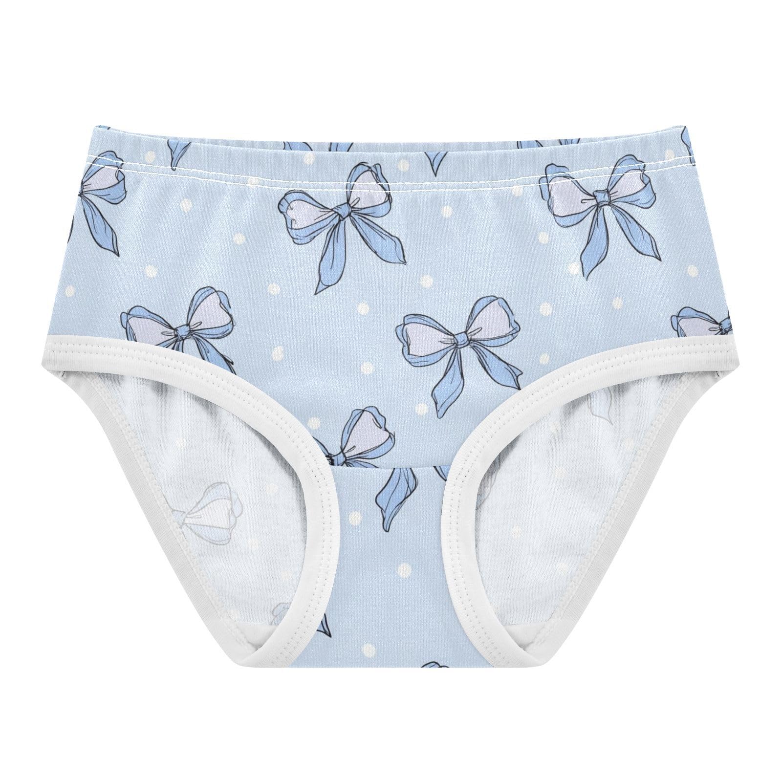 Wusikd Bows Ribbons Blue 3 Girls Underwear Cotton Girls Briefs Soft Toddler Underwear 2T