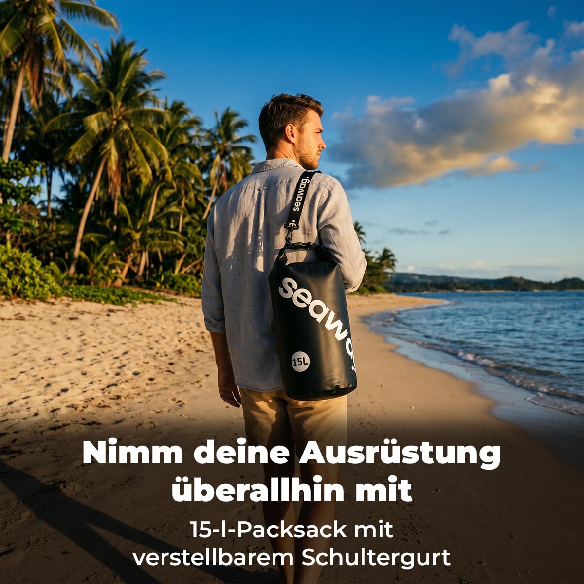SEAWAG Solo Traveler Kit - wasserdichte Handyhülle Bundle (IPX8 bis zu 25 m) mit schwimmendem Griff, Armschlaufe & Fahrradhalterung - Universal Dry Bag für iPhone & Android - Strand-, Reise