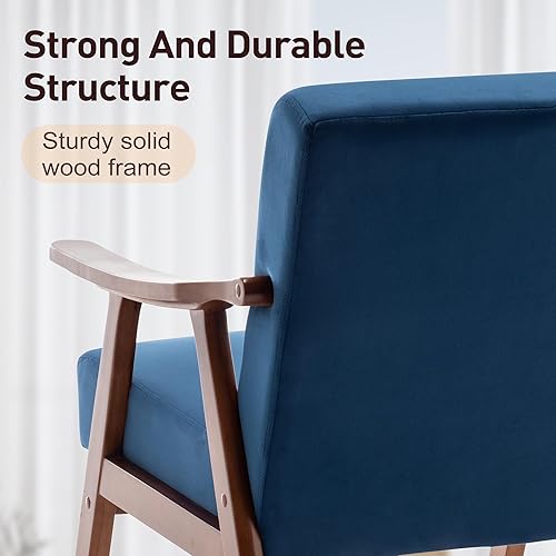 Miniatura 29 de Furnimart Silla decorativa de piel sintética moderna de mediados de siglo; cómodo sillón para ocio, tocador de invitados, silla con respaldo alado